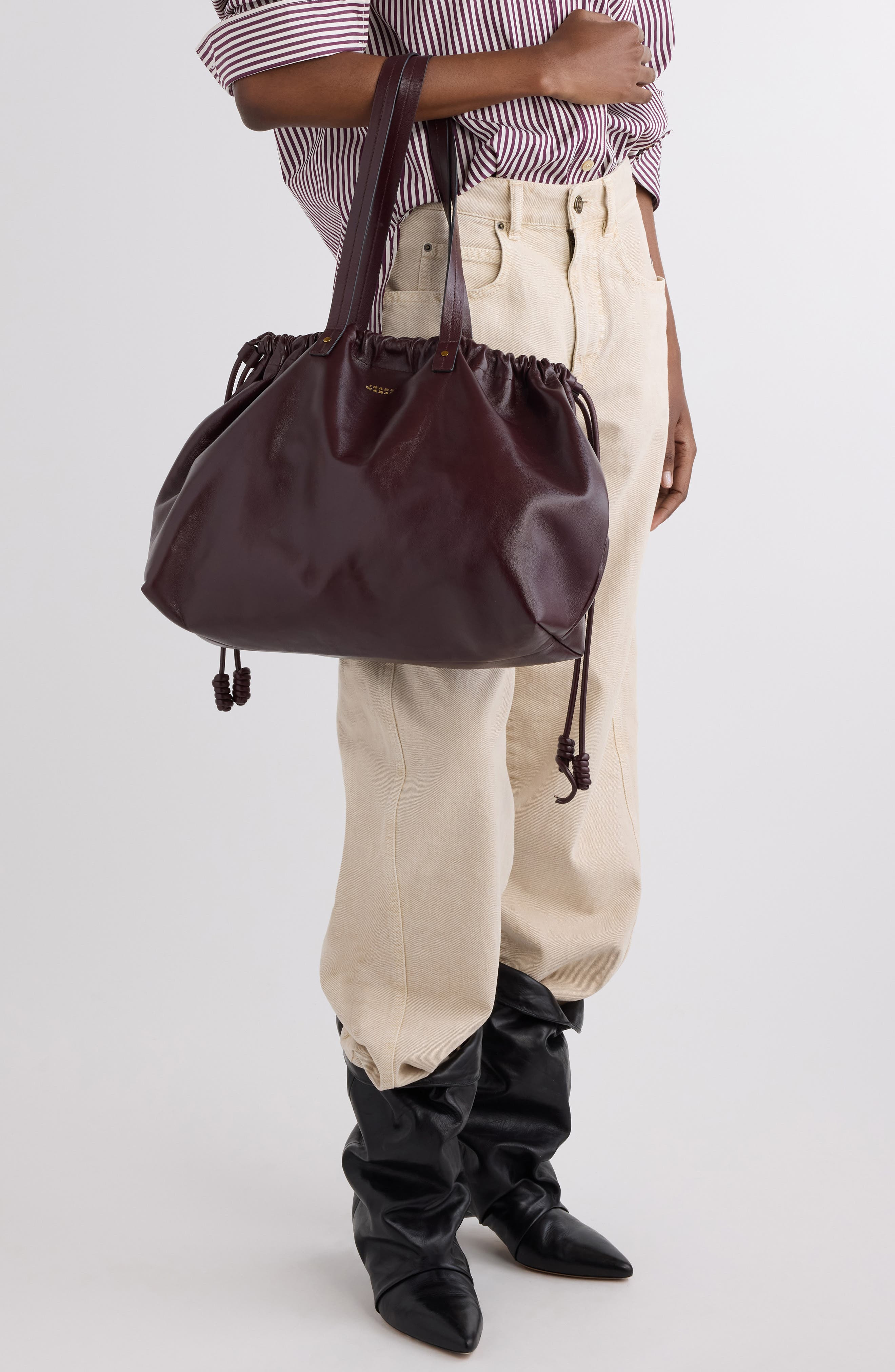 Isabel Marant Silven Leather East/West Tote in Burgundy at Nordstrom - 2