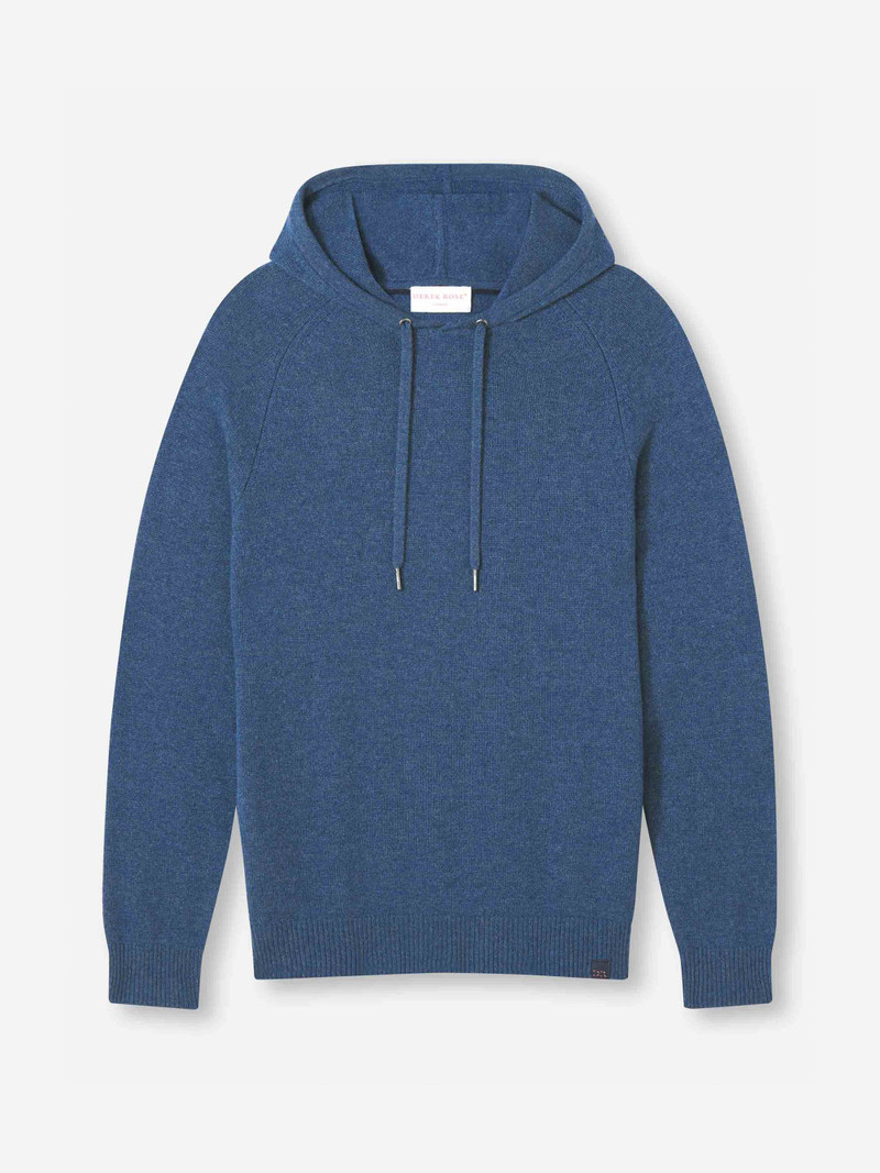 Derek Rose Men's Pullover Hoodie Dominic Cashmere Dark Blue outlook