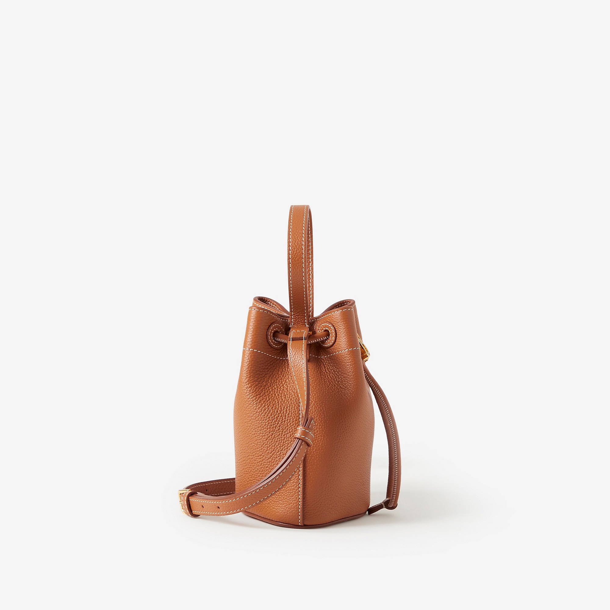 Grainy Leather Mini TB Bucket Bag - 4