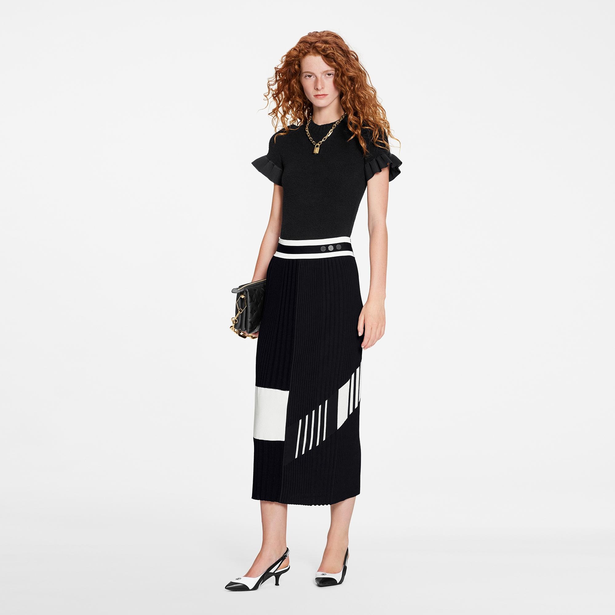Color-Blocked Knit Midi Skirt - 2