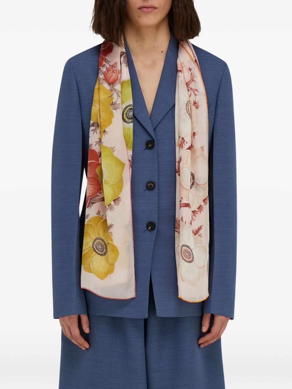 Anemone-print silk scarf - 3