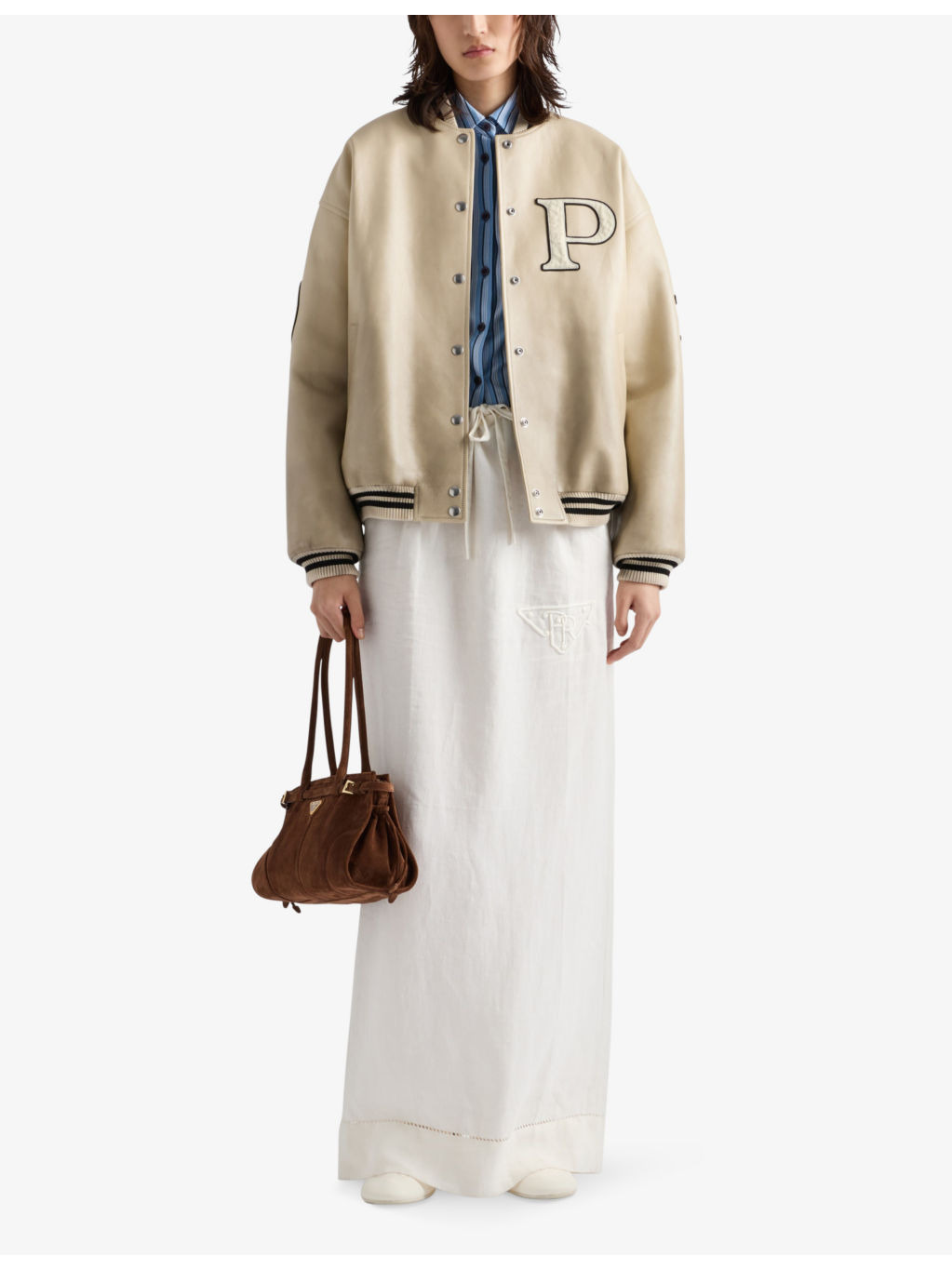 Logo-embroidered mid-rise linen maxi skirt - 2