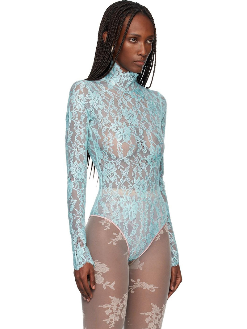 Blue Floral Lace Bodysuit 2