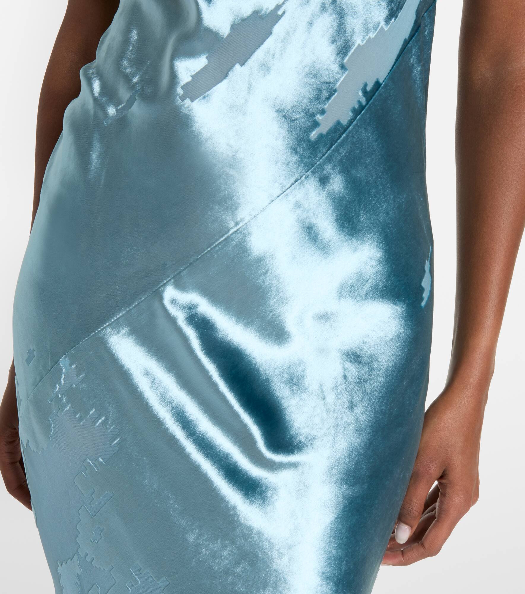 Asymmetric velvet gown - 5