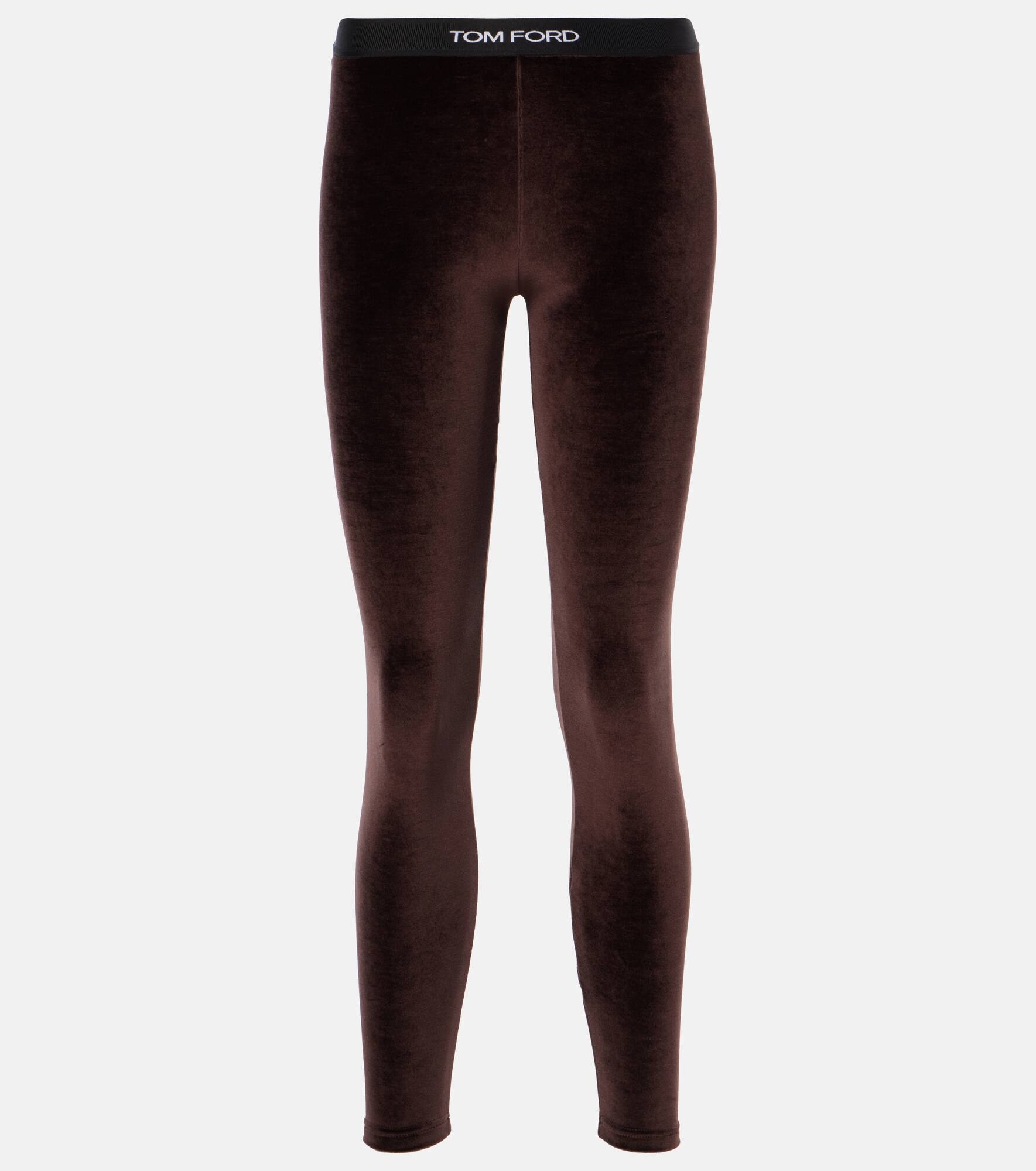 Logo velour leggings - 1