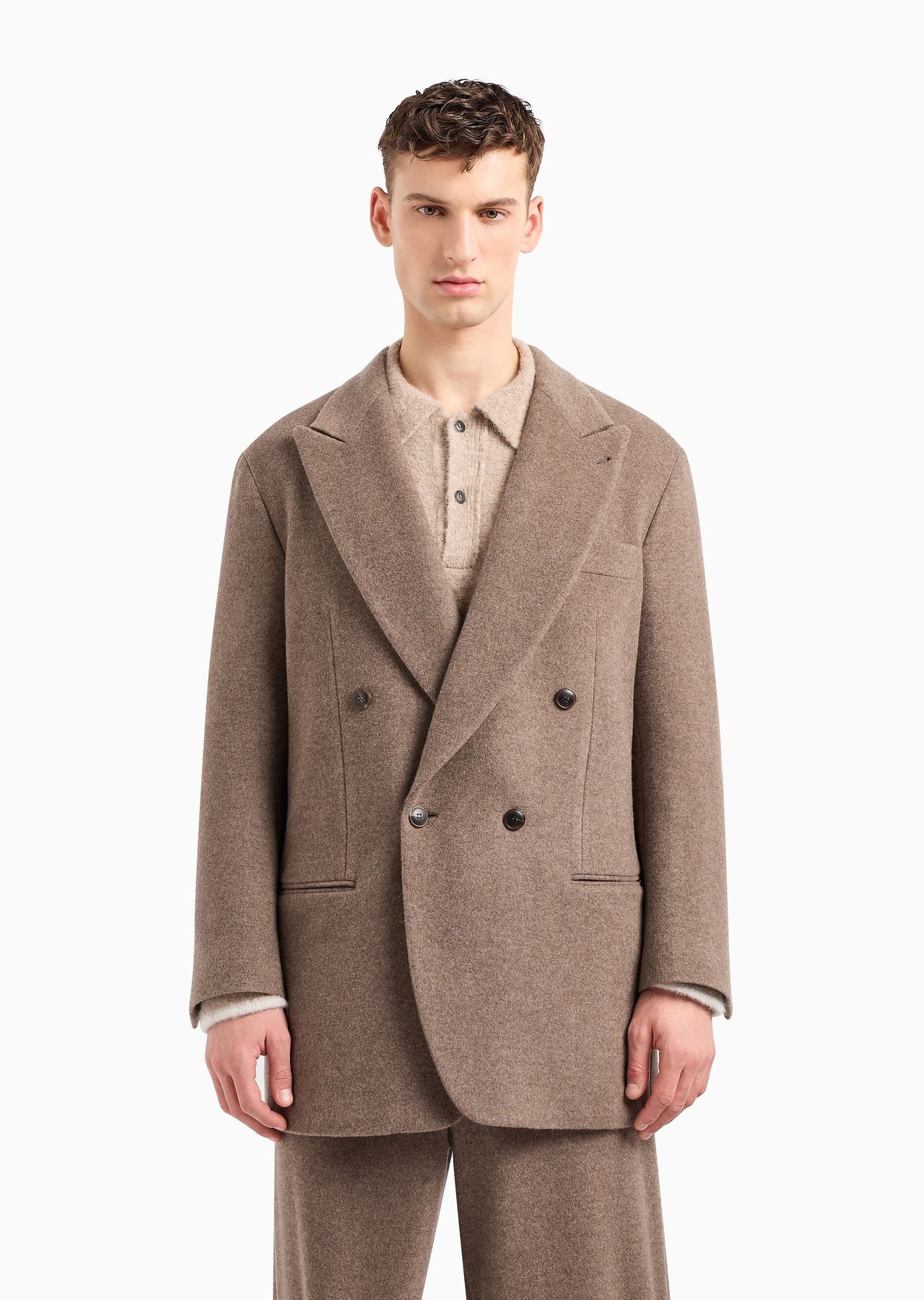 Heritage Line double-breasted jacket in a mélange cashmere fleece - 2