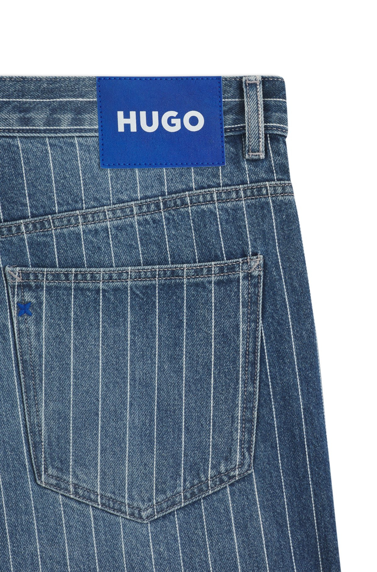 BAGGY-FIT JEANS IN BLUE PINSTRIPED DENIM - 6