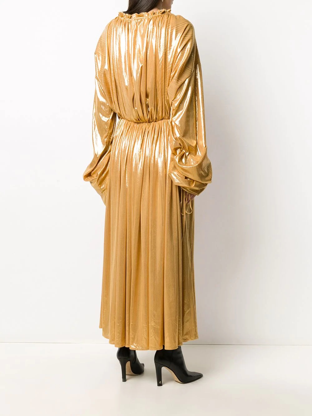 slouchy pleated metallic maxi dress - 4