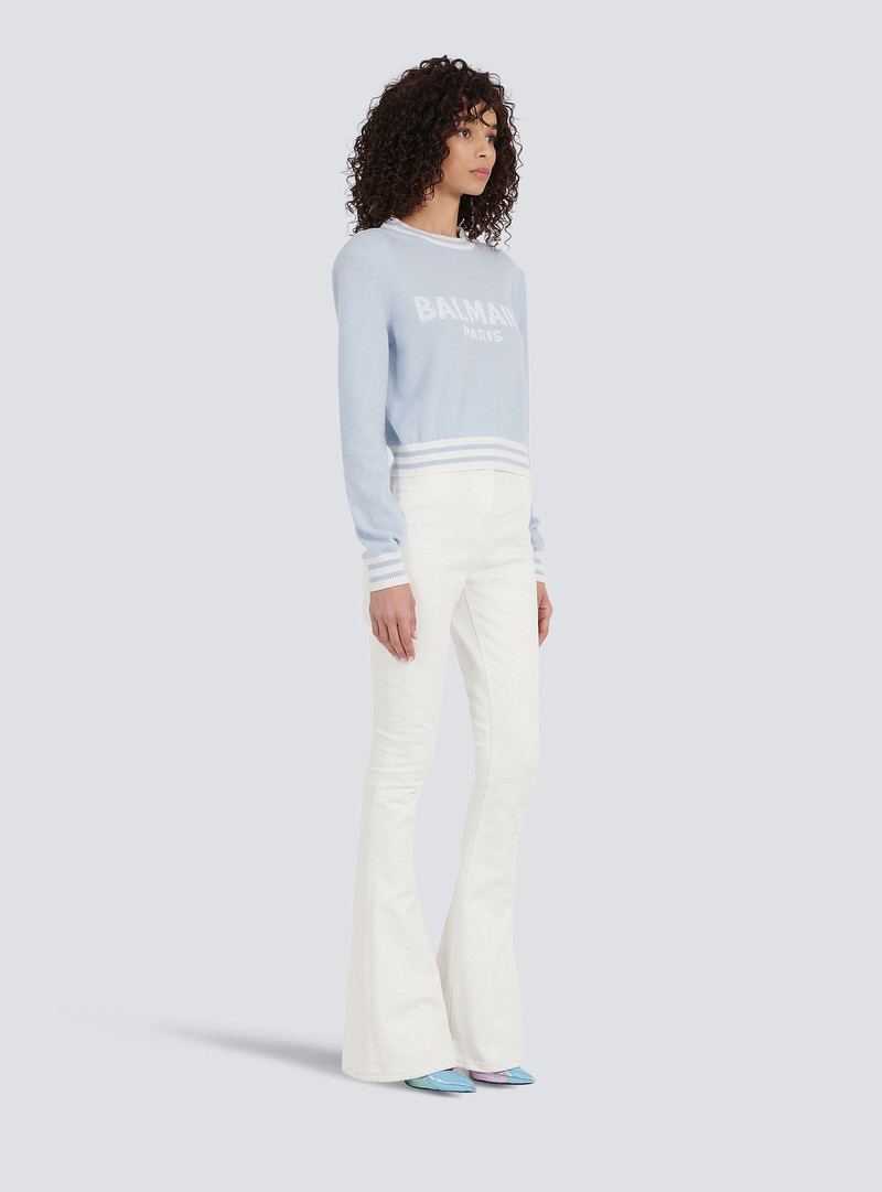 Cropped wool sweatshirt with Balmain logo 5