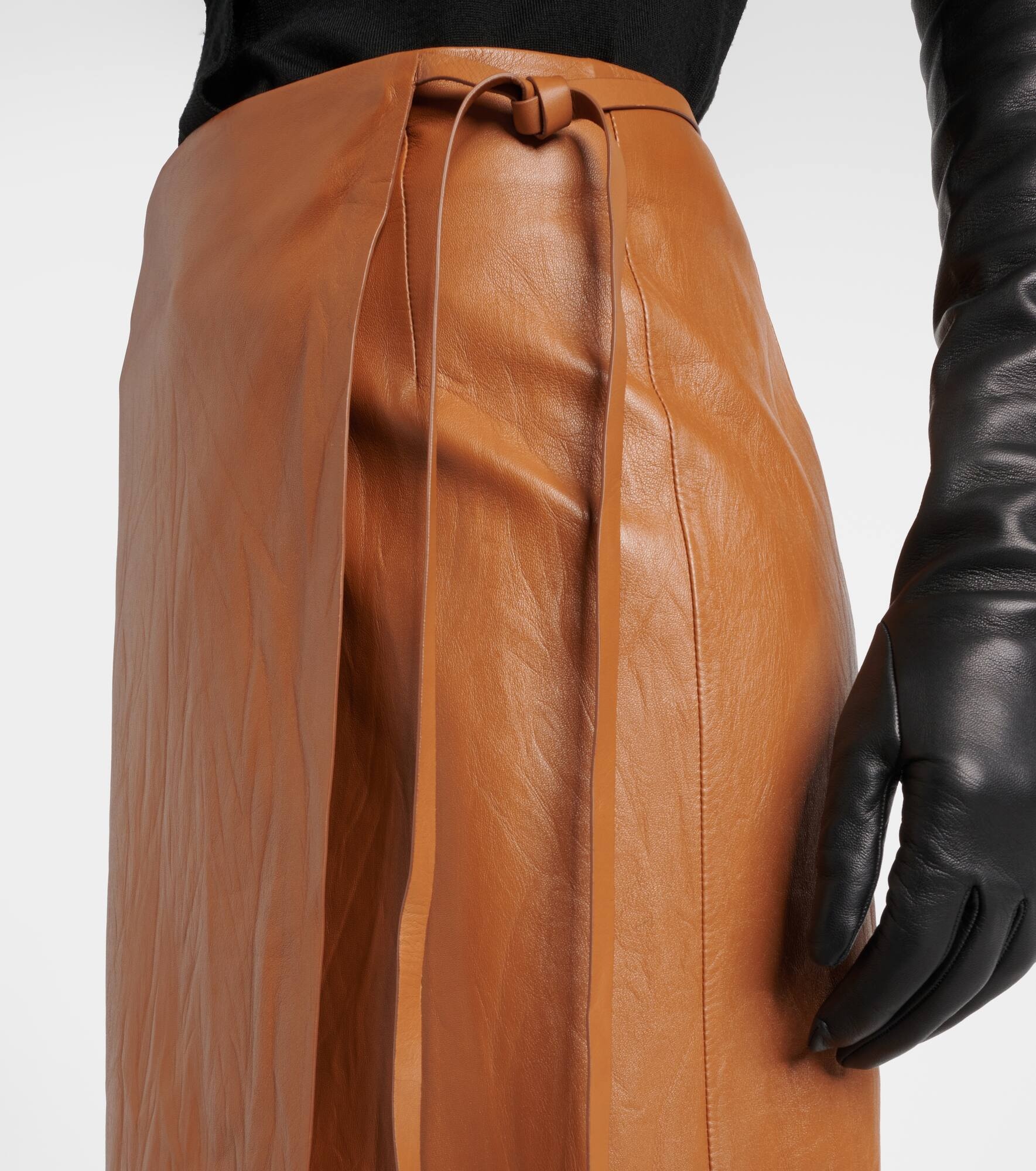 Bert leather wrap skirt - 4
