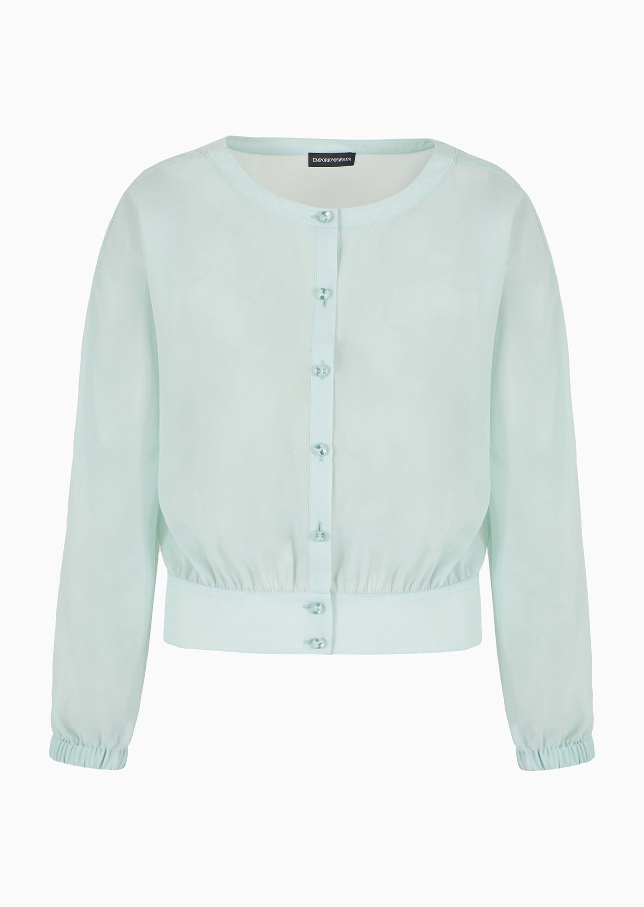 Georgette round-neck shirt with gathering - 1