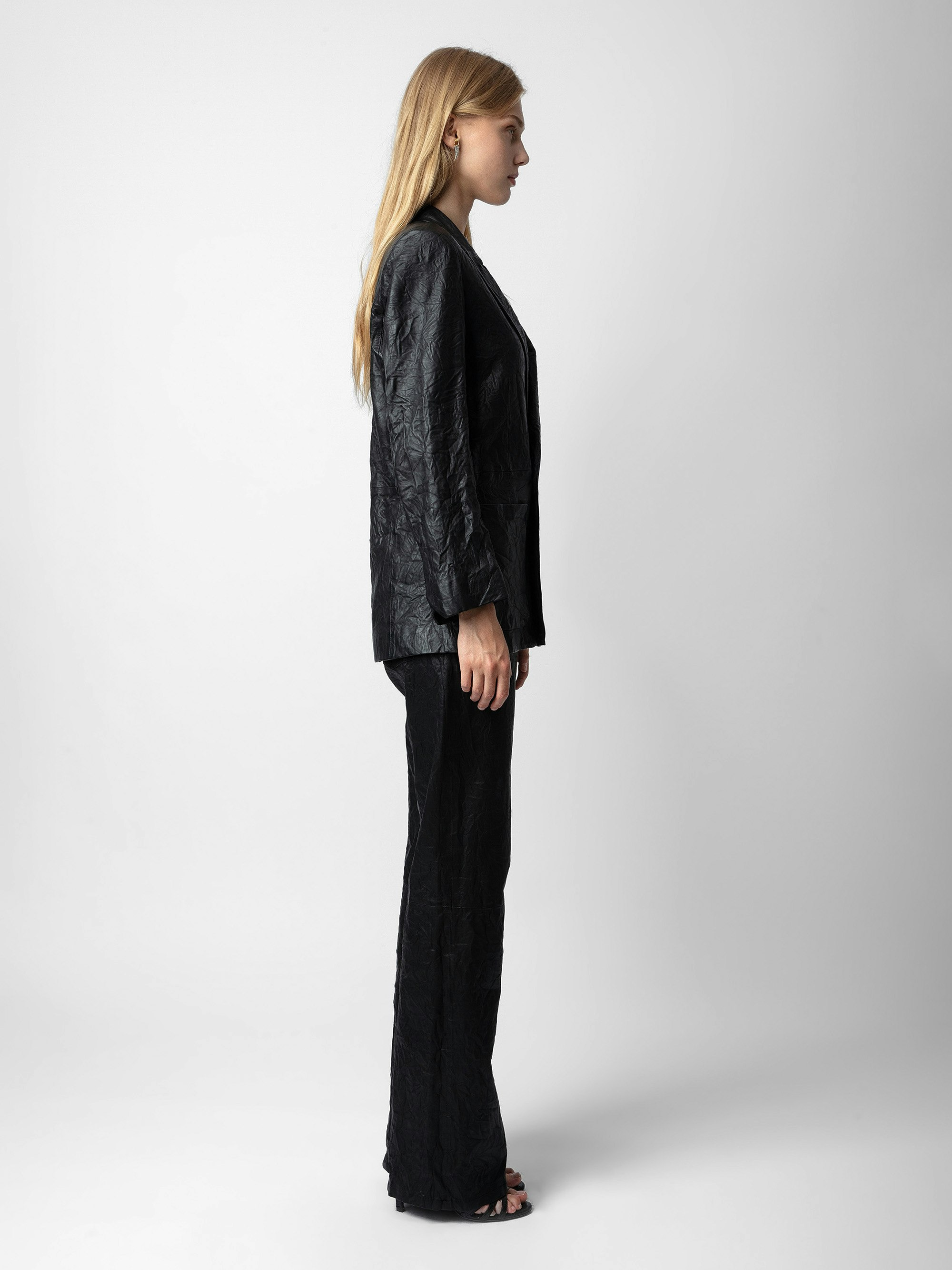 Visco Crinkled Leather Jacket - 4