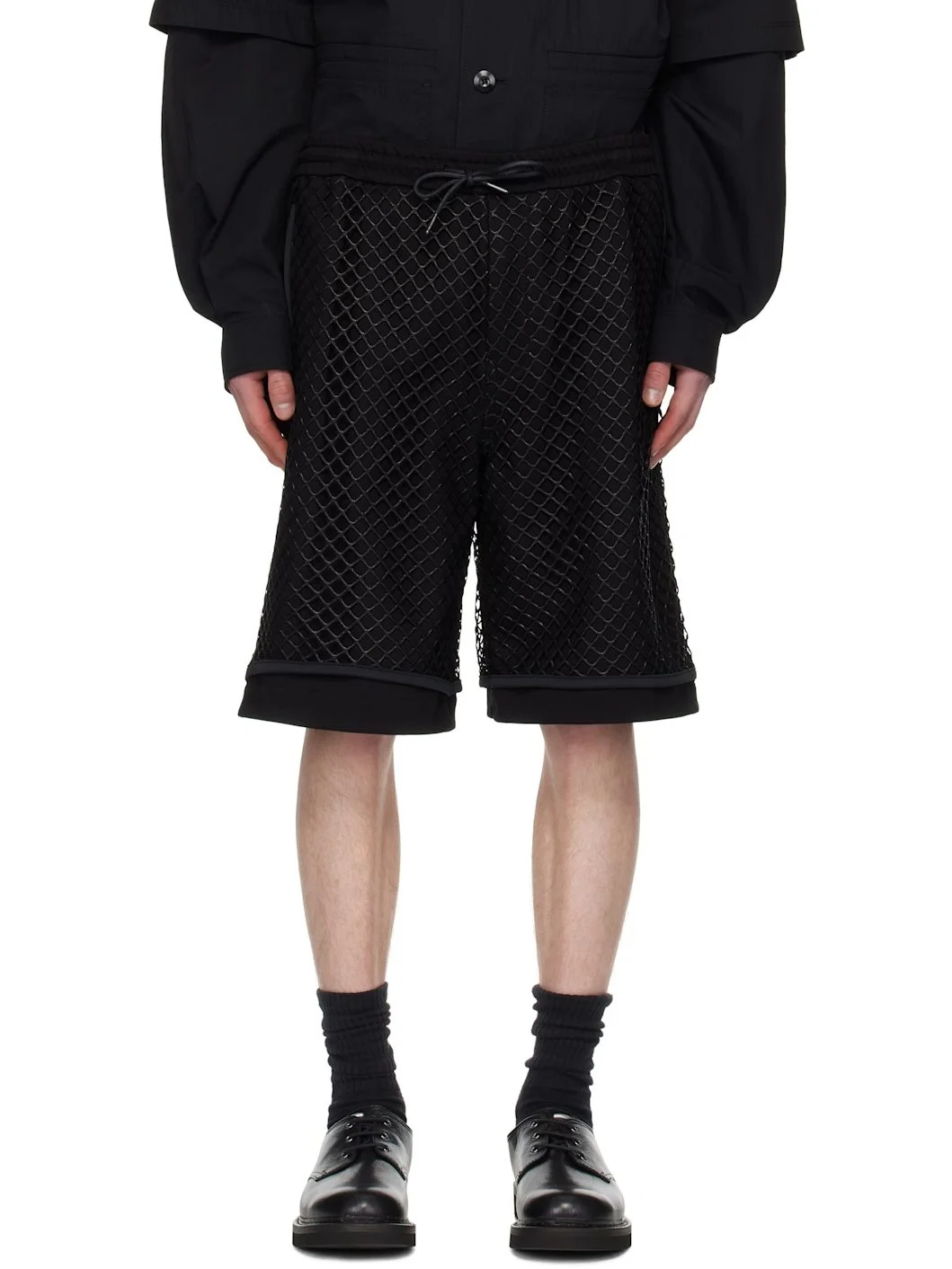mesh-overlay bermuda shorts - 1