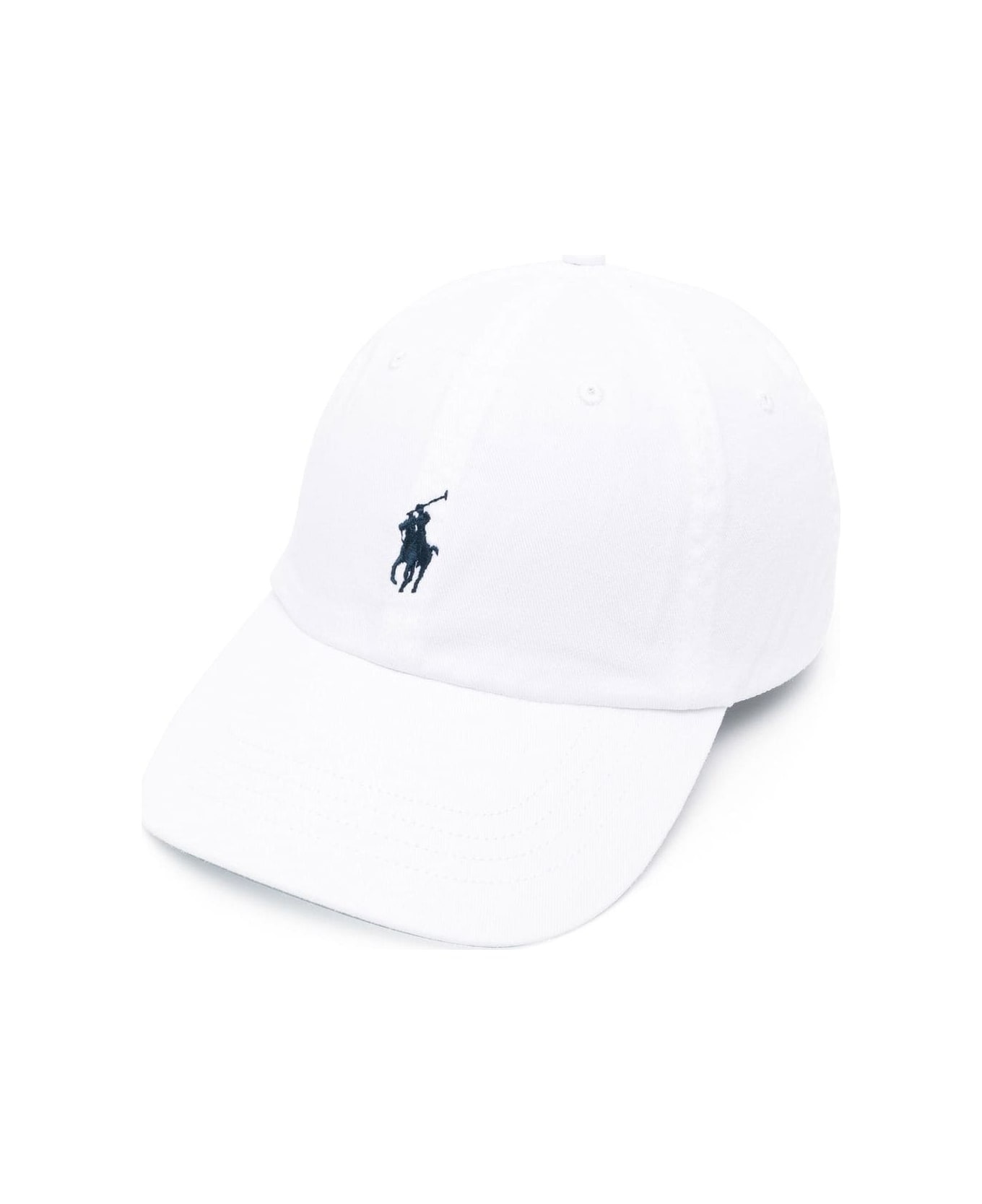 White Baseball Hat With Blue Pony - 1