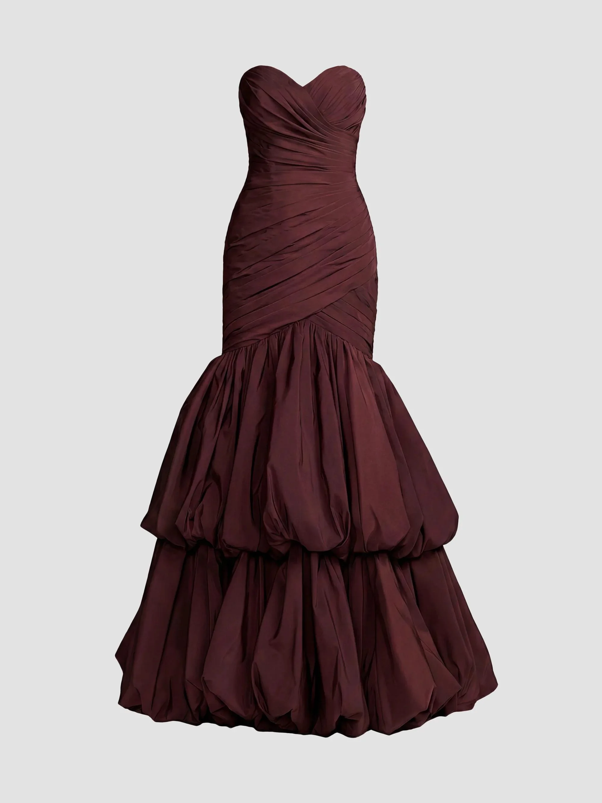 Women's Strapless Tiered-Bubble Faille Trumpet Gown - Amethyst - 1