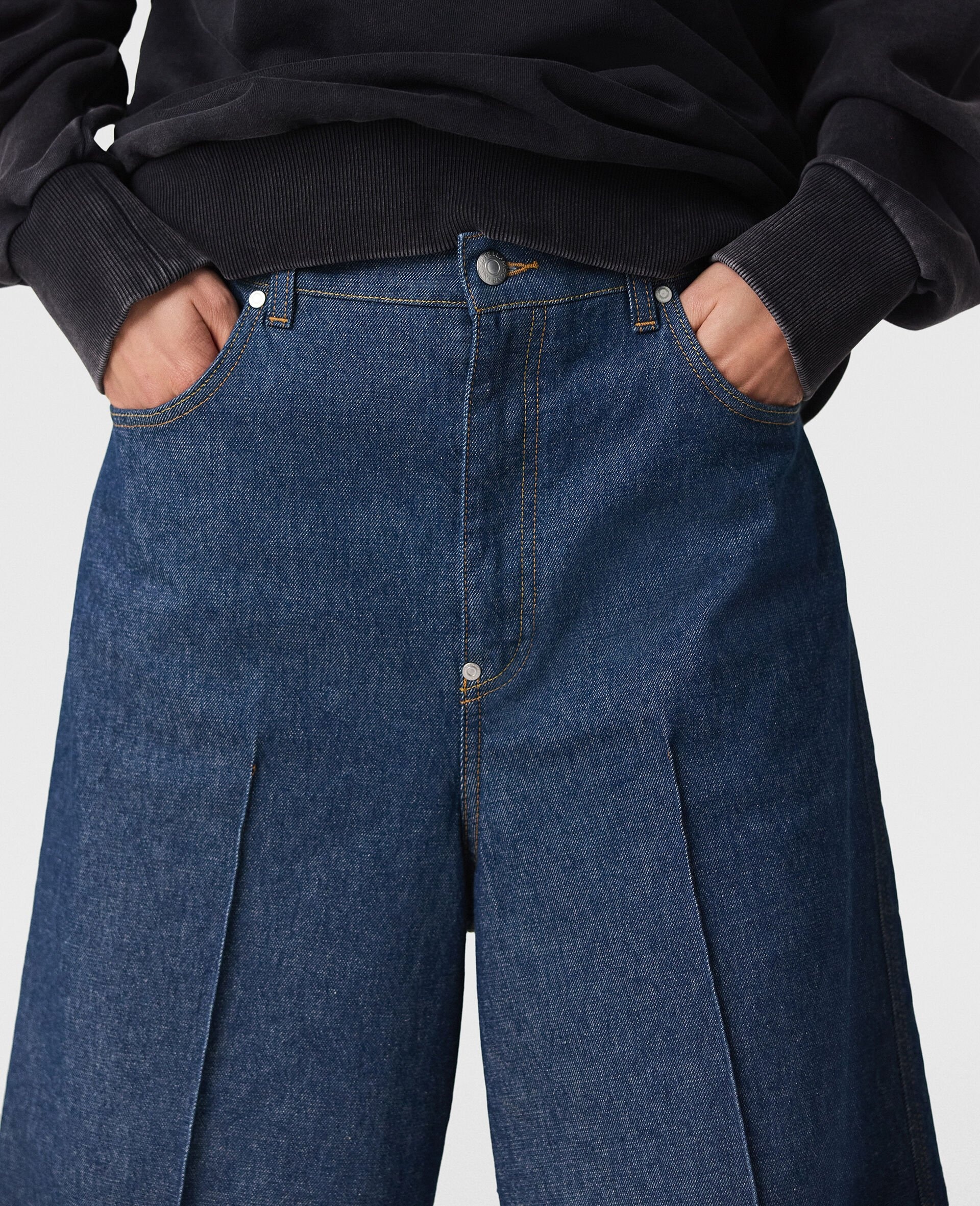 Center-Pleat Denim Tailored Shorts - 3