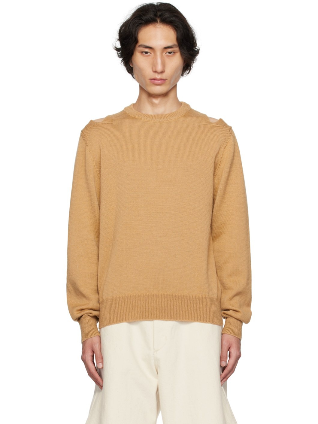 Beige Cutout Sweater - 1