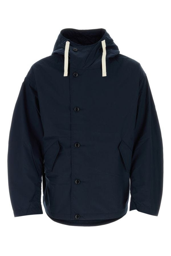 Navy blue polyester blend jacket - 1