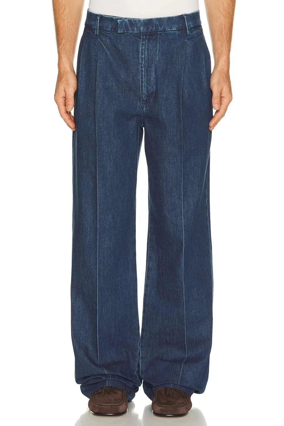 Pleated Denim Jean - 1