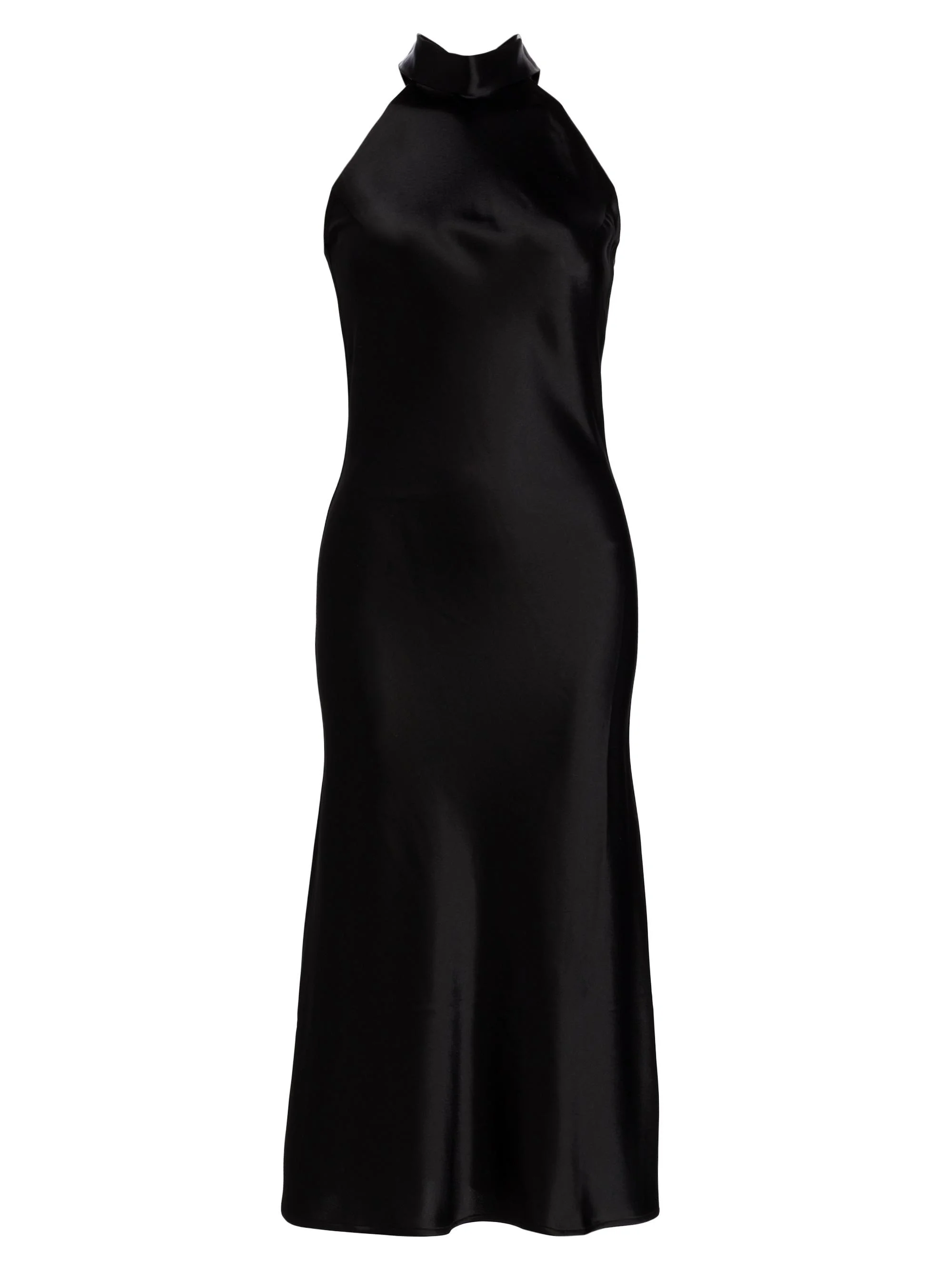 Women's Sienna Satin Halter Neck Gown - Black - 1
