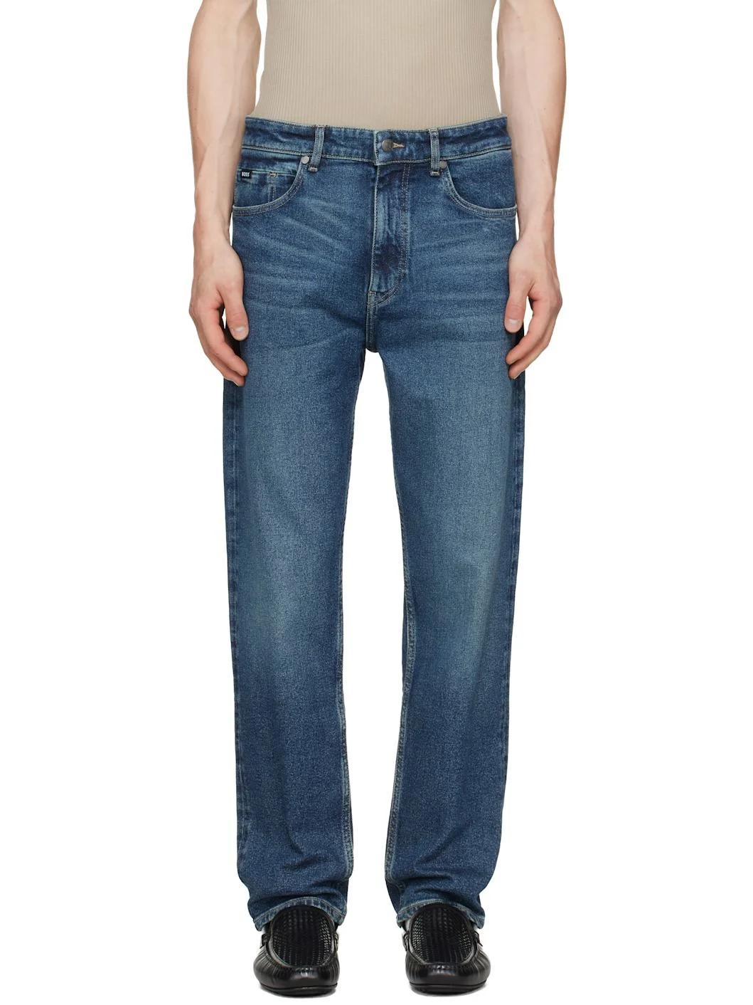 Blue Faded Stretch Jeans - 1