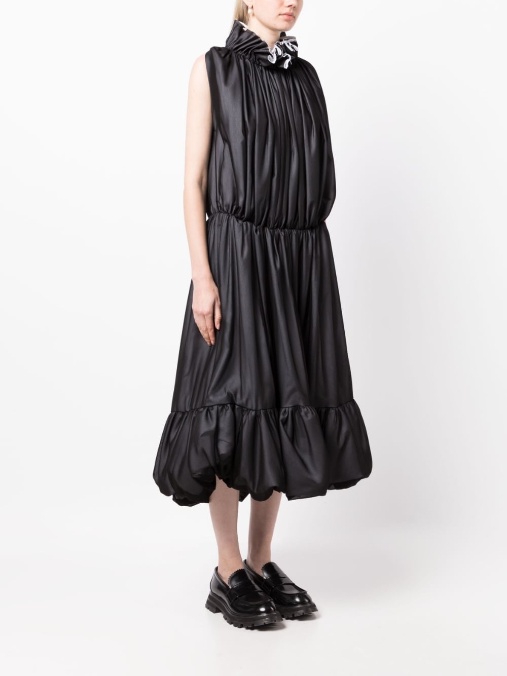 high-neck puffball midi dress - 3