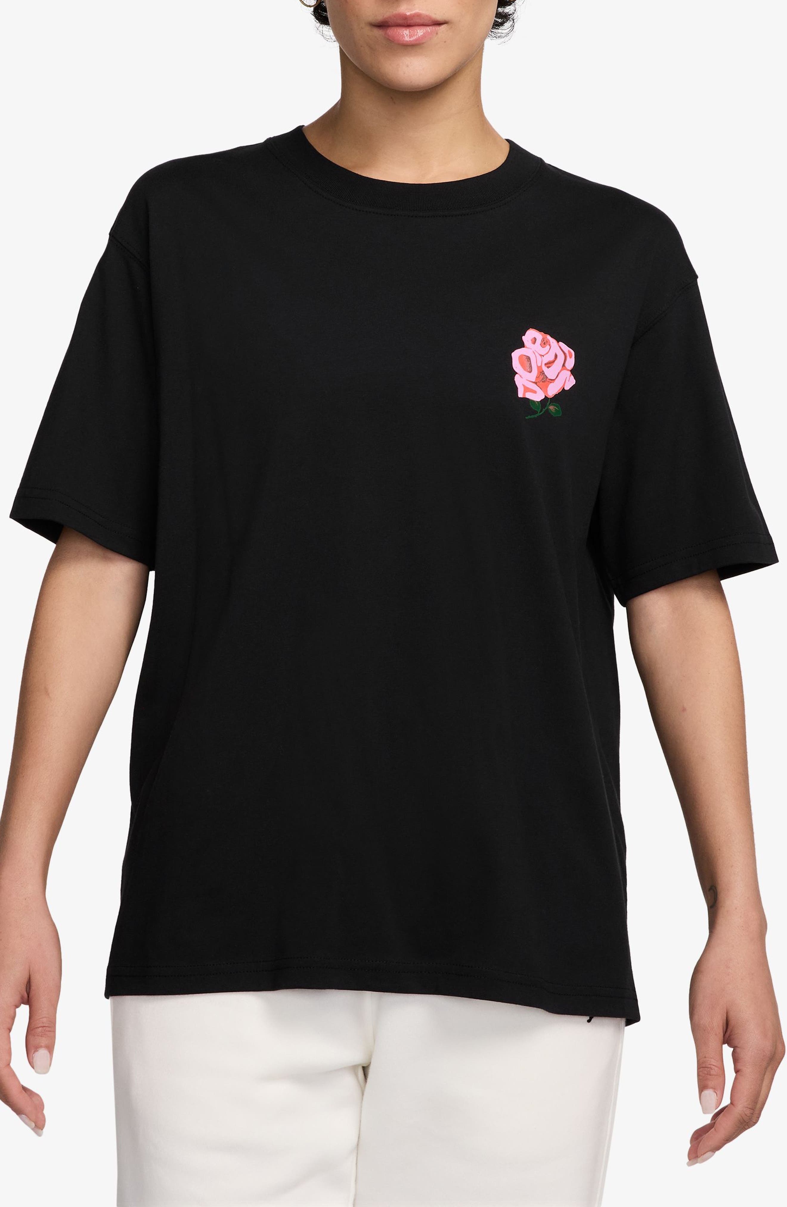 Jordan Girlfriend Floral Graphic T-Shirt in Black at Nordstrom - 1