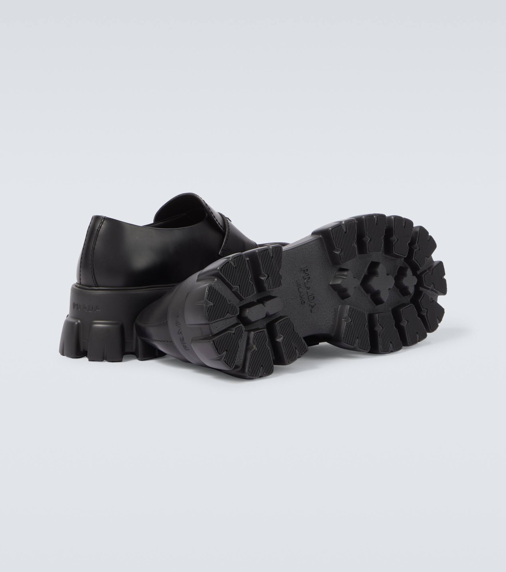 Logo leather platform loafers - 7