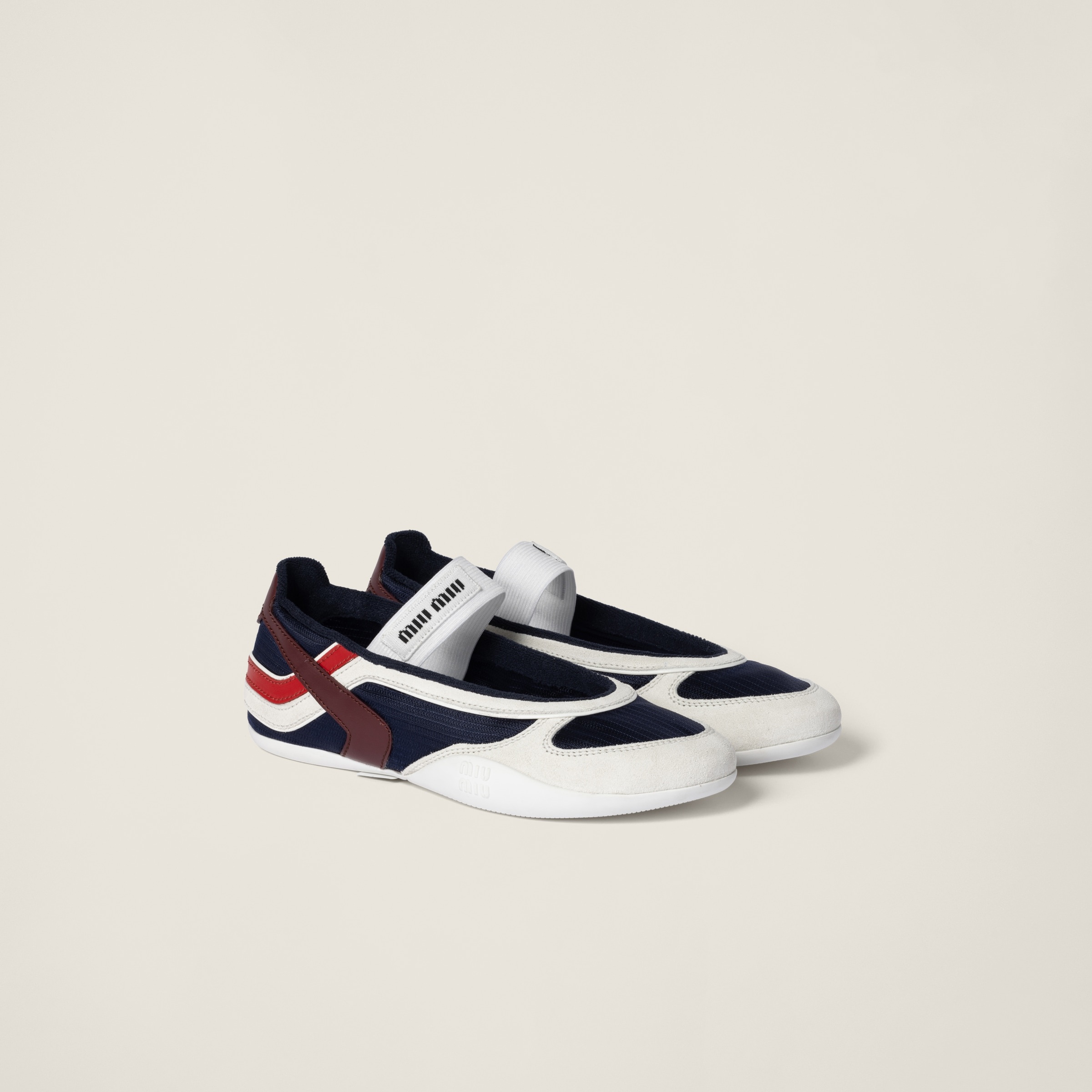 Gymnasium technical fabric and suede ballerinas - 1