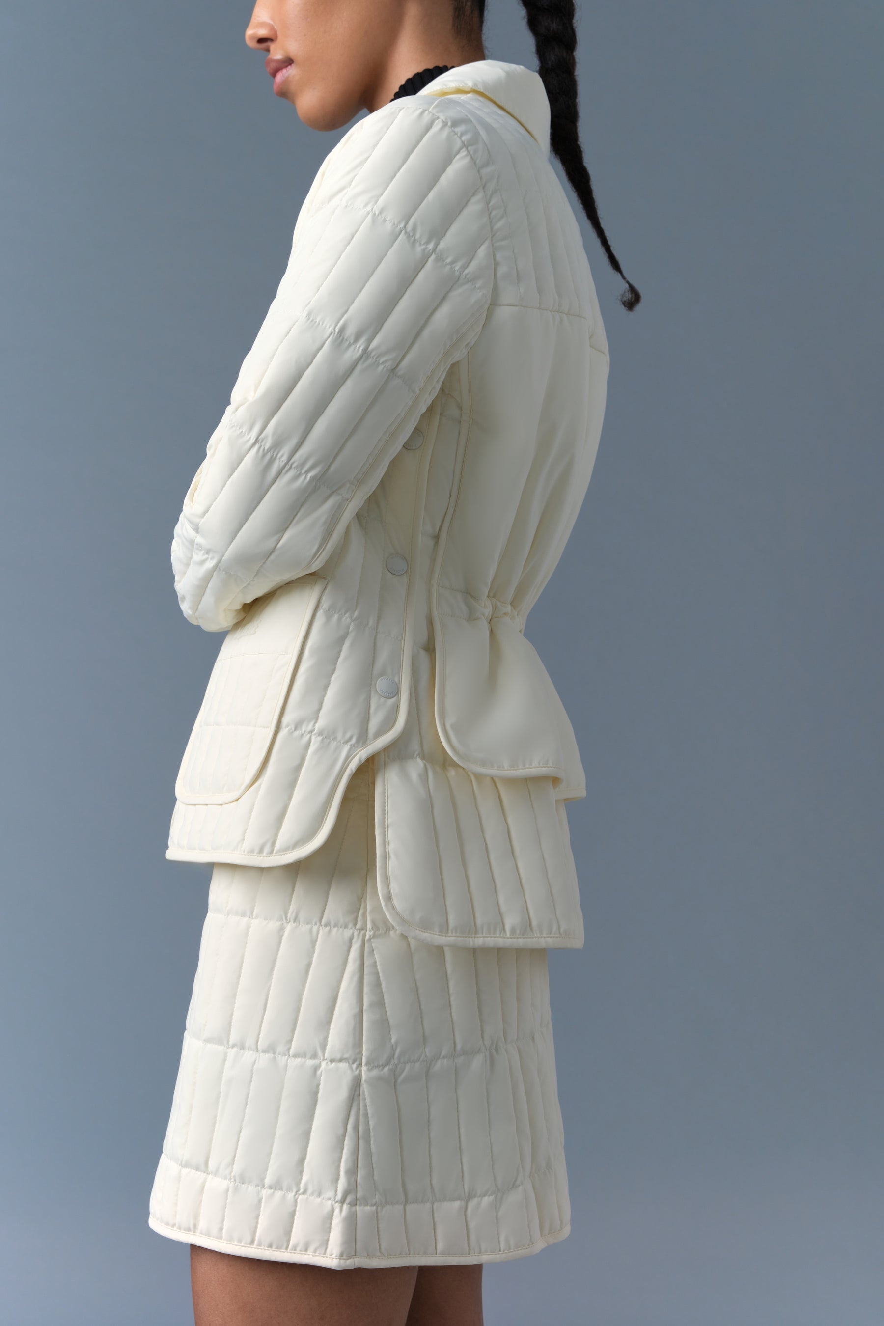 SIAN Vertical Quilted Jacket with Spread Collar - 5