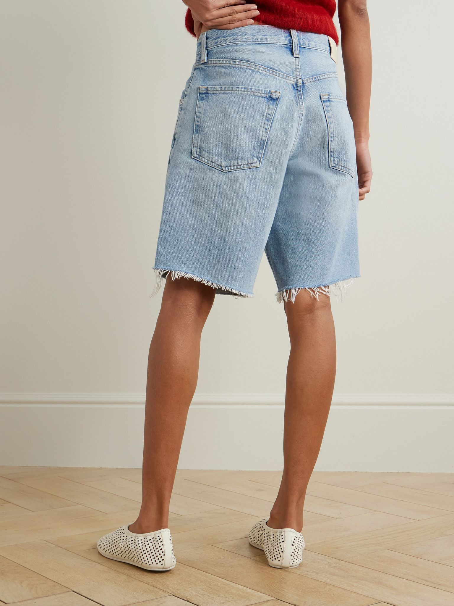 Ayla frayed denim shorts Light denim - 4
