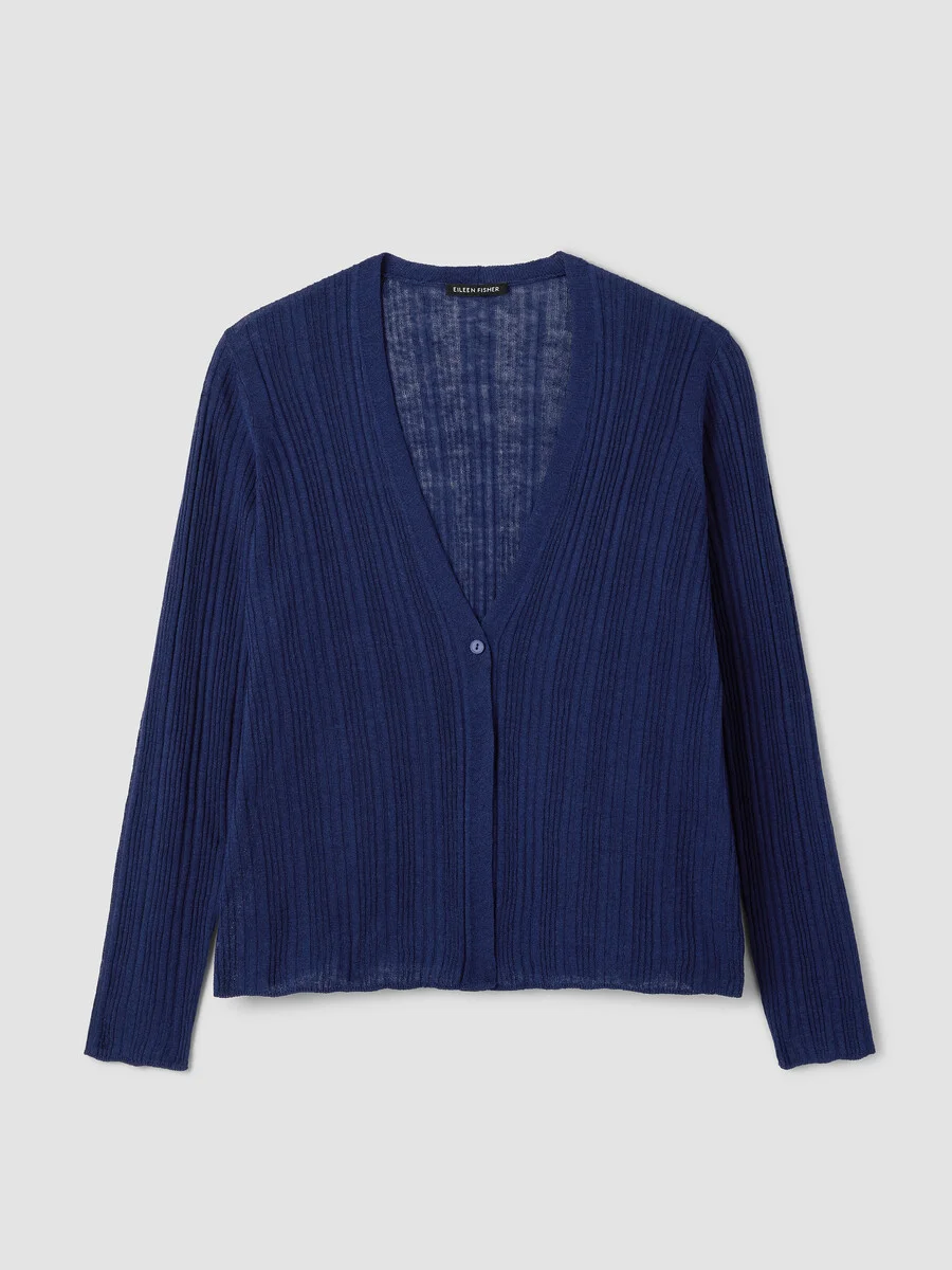 Organic Linen Cotton V-Neck Cardigan - 1