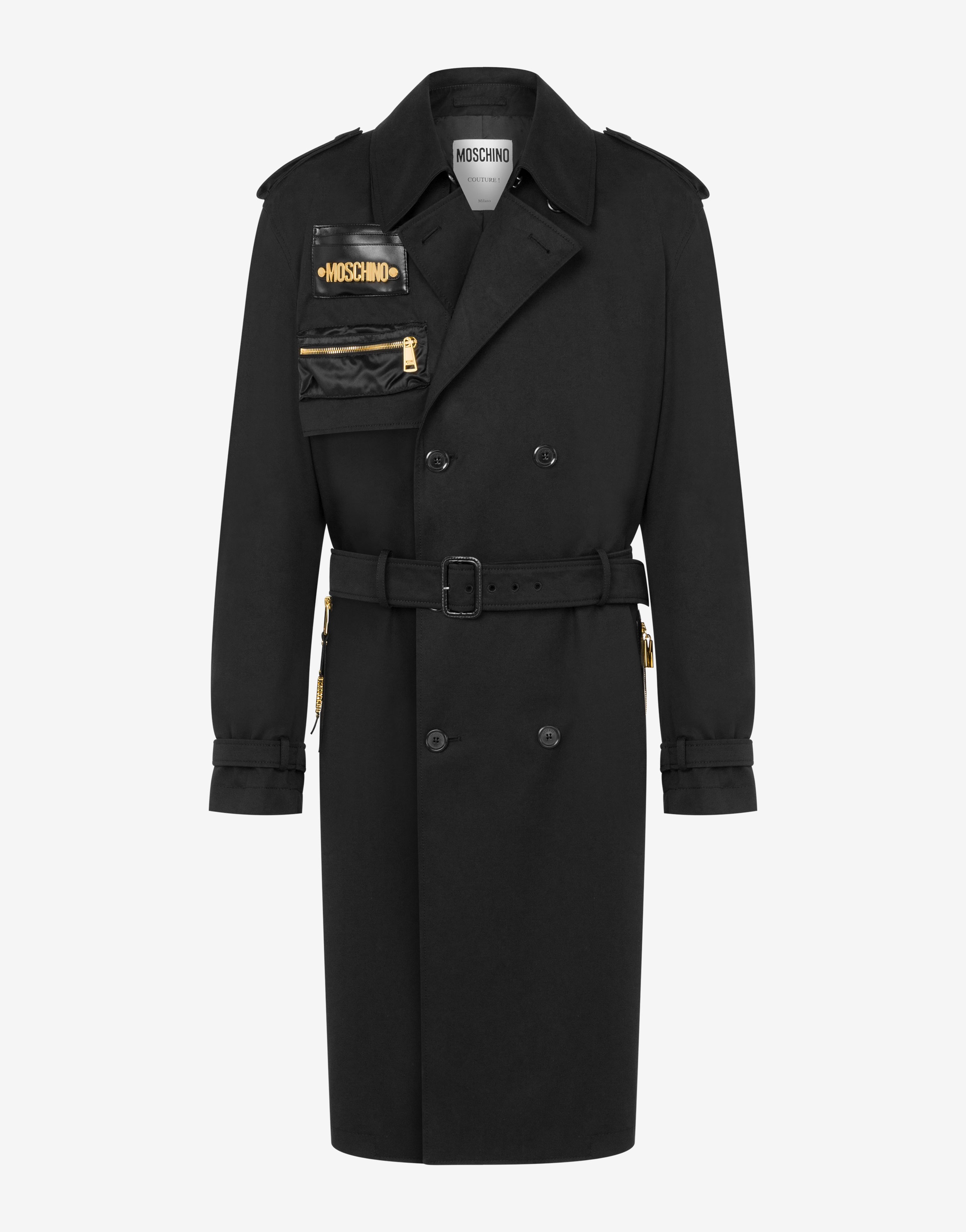 Moschino stud-detail long-sleeve coat - Black
