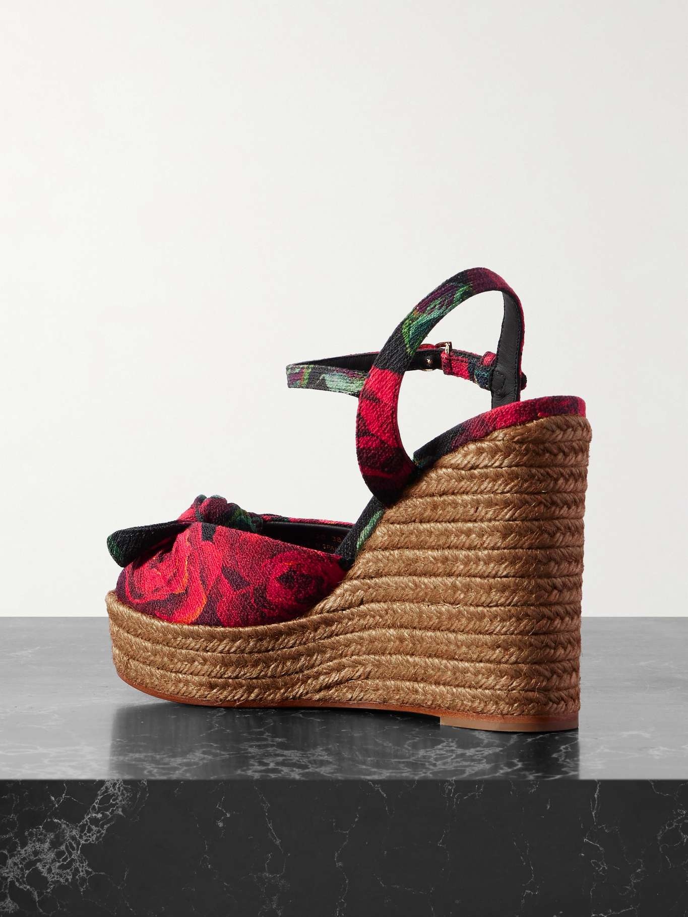 Lolita printed canvas espadrille wedge sandals Red - 3