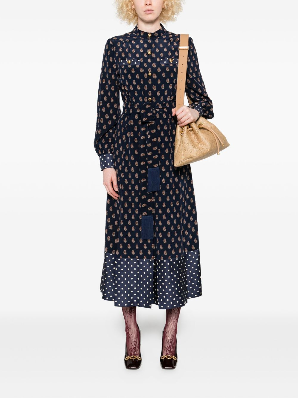 paisley-print polka-dot midi dress - 2