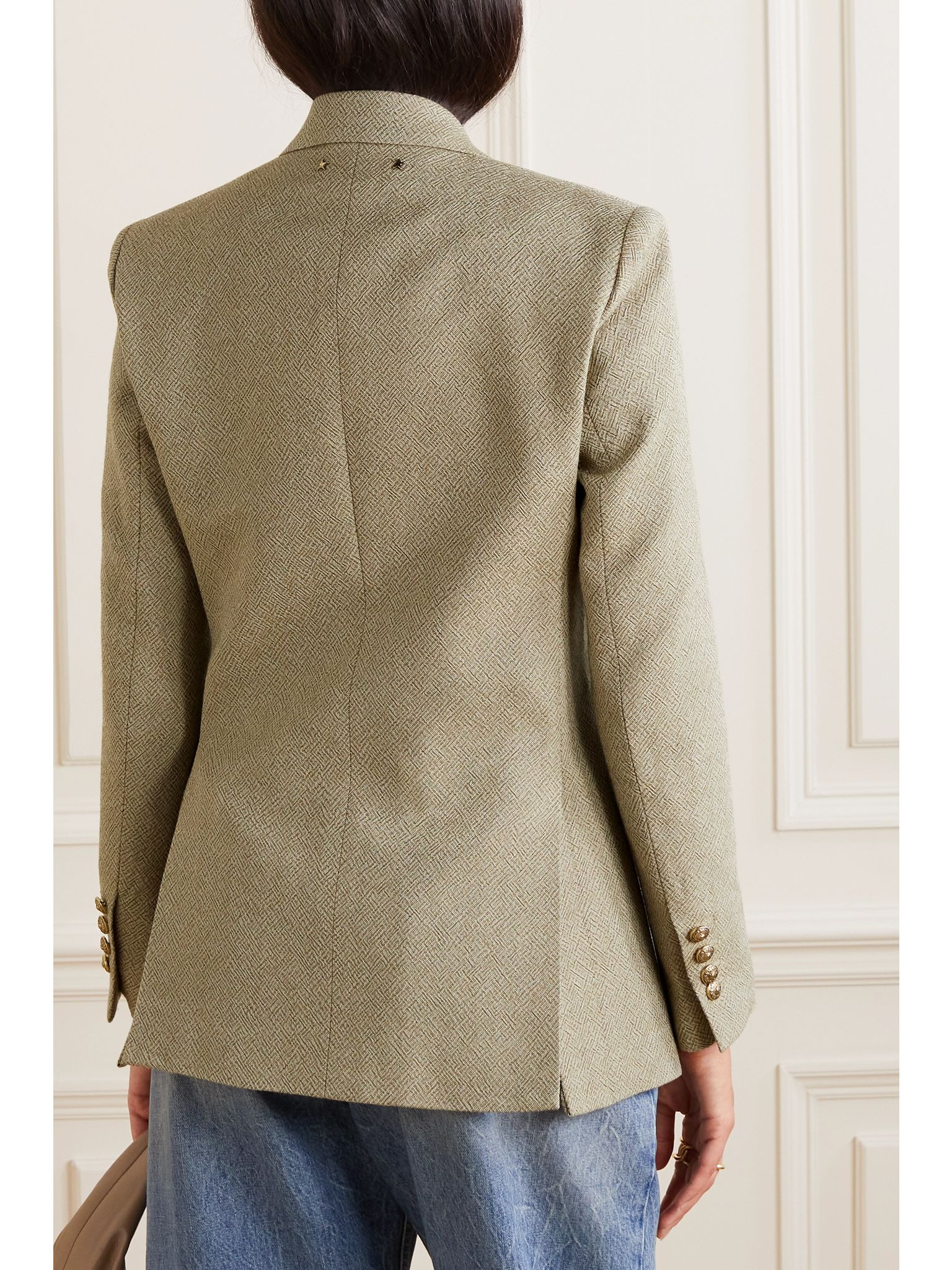 Journey double-breasted wool-jacquard blazer Neutral - 4