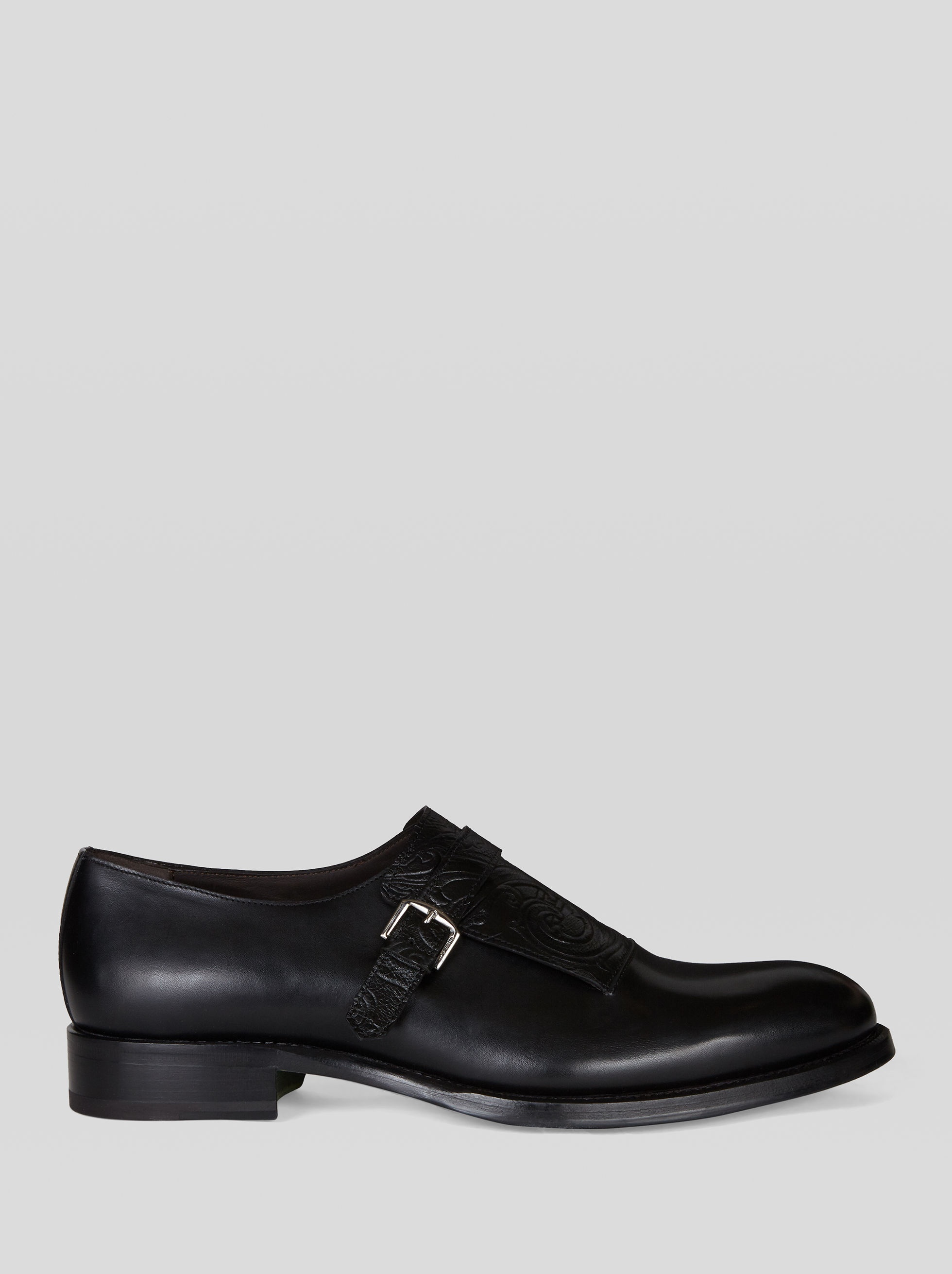 LEATHER MONK STRAPS WITH PAISLEY PATTERN - 1