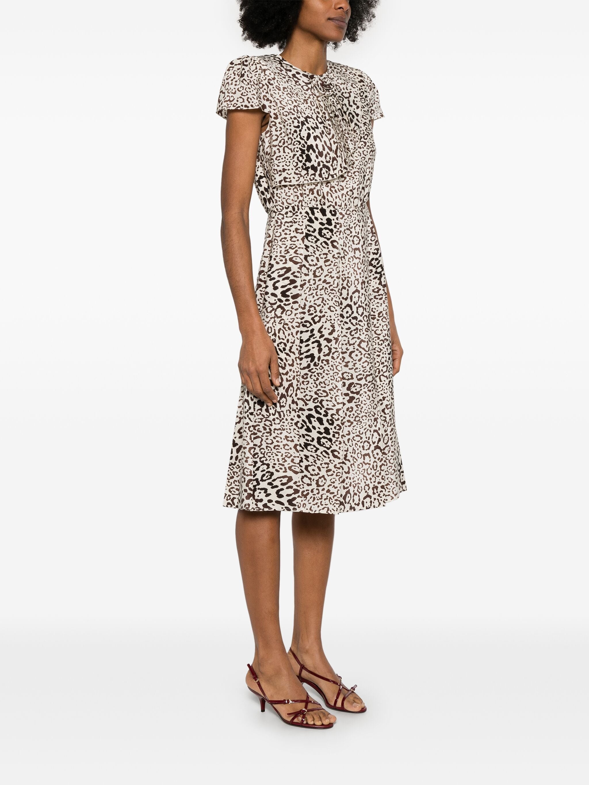 Leopard-print Pleated Midi Dress - 5