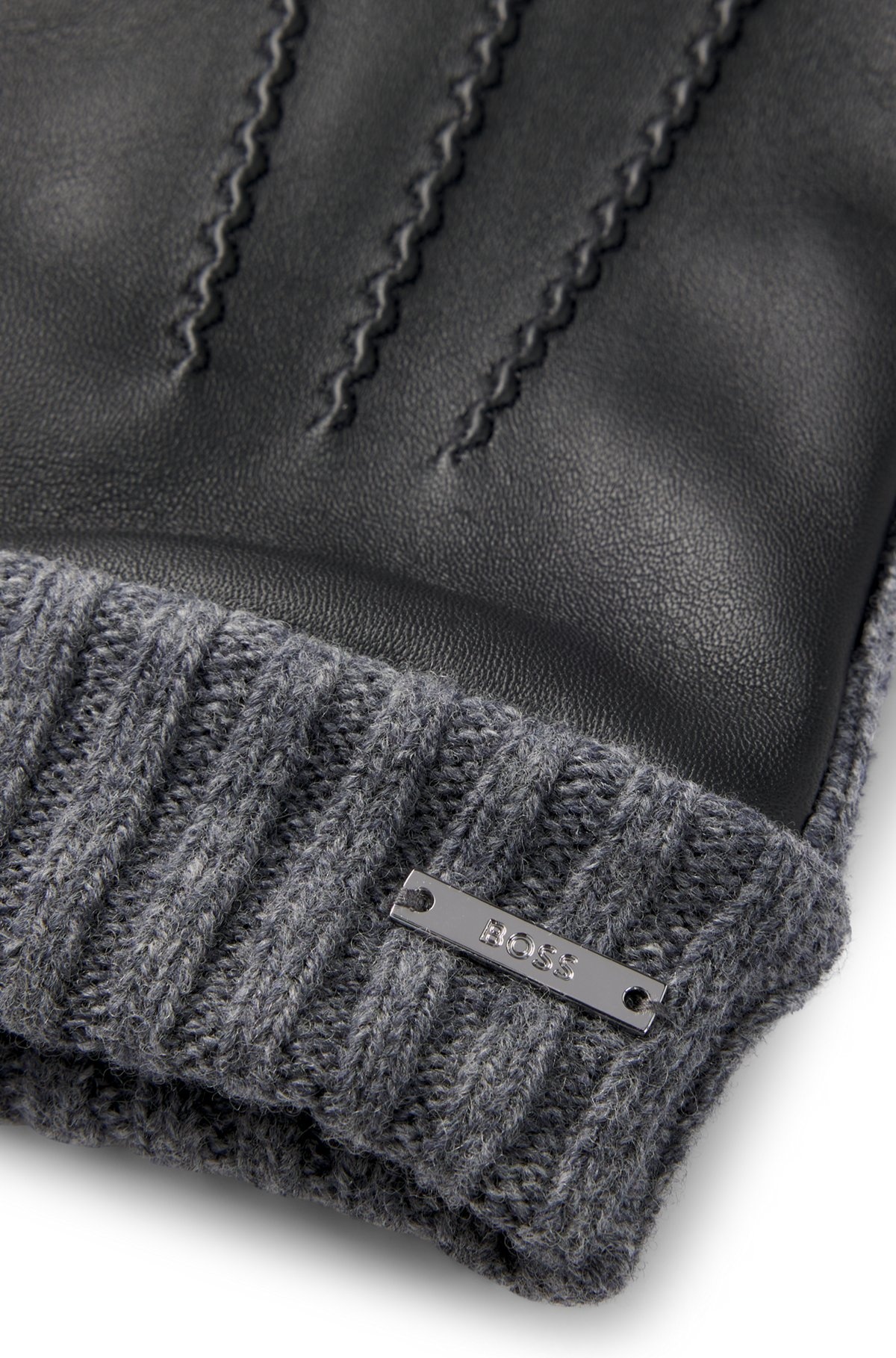 LOGO-TRIM GLOVES IN WOOL AND LEATHER - 3