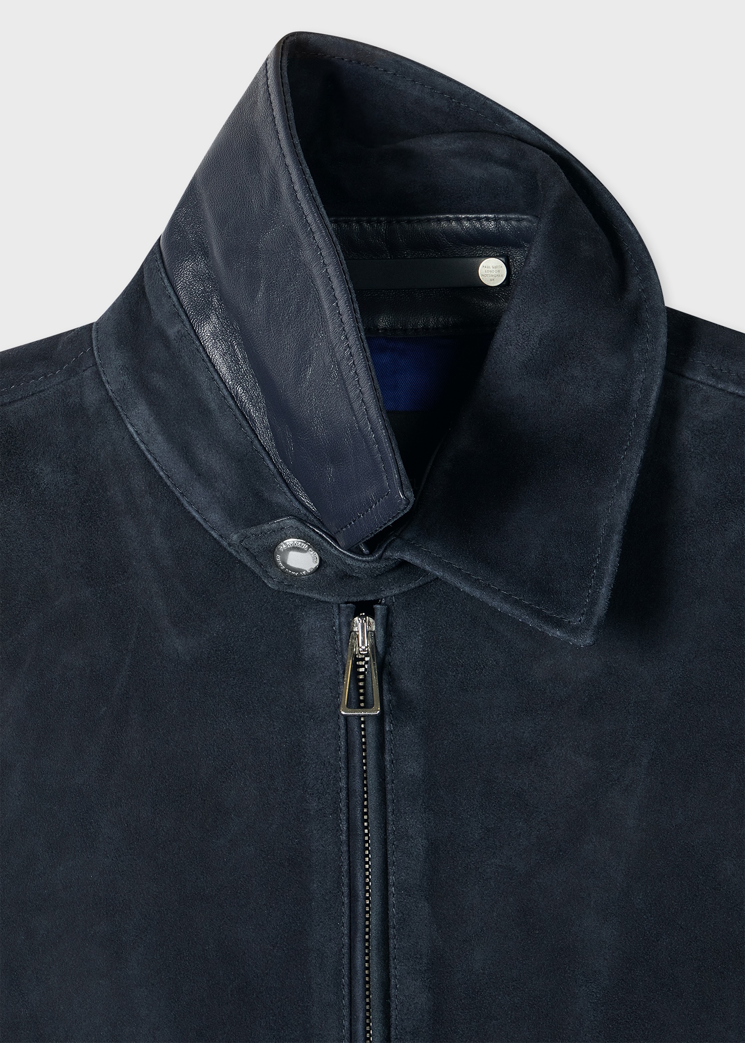 Navy Suede Zip-Front Jacket - 2