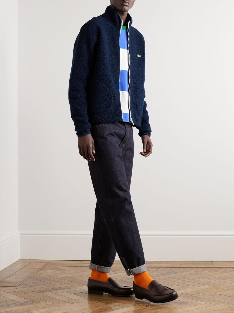 Drake's Logo-Embroidered Wool-Blend Fleece Jacket Navy outlook