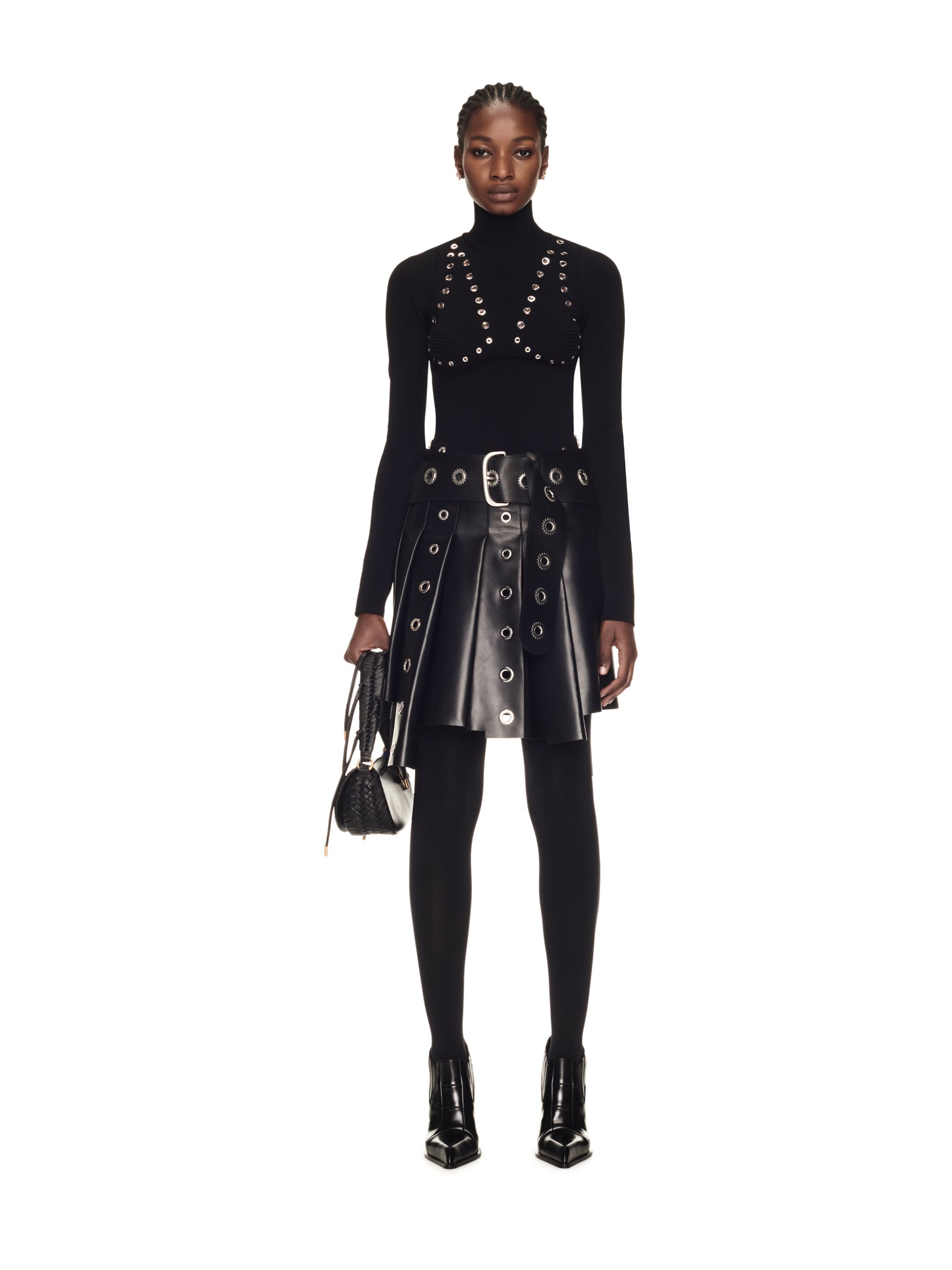 Eyelets Asym Pleated Skirt - 2