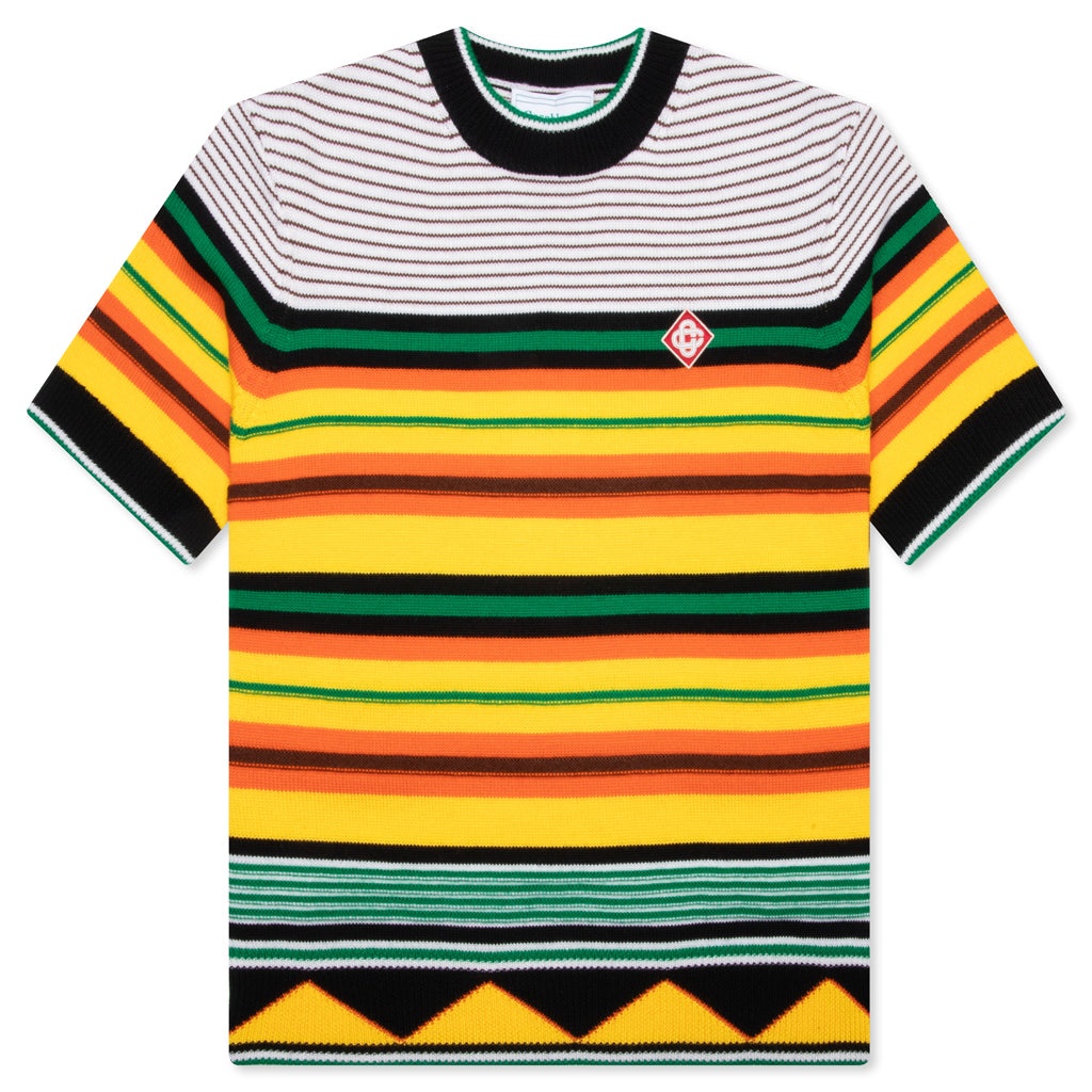 KNITTED WOOL STRIPED TEE - MULTI STRIPE - 1
