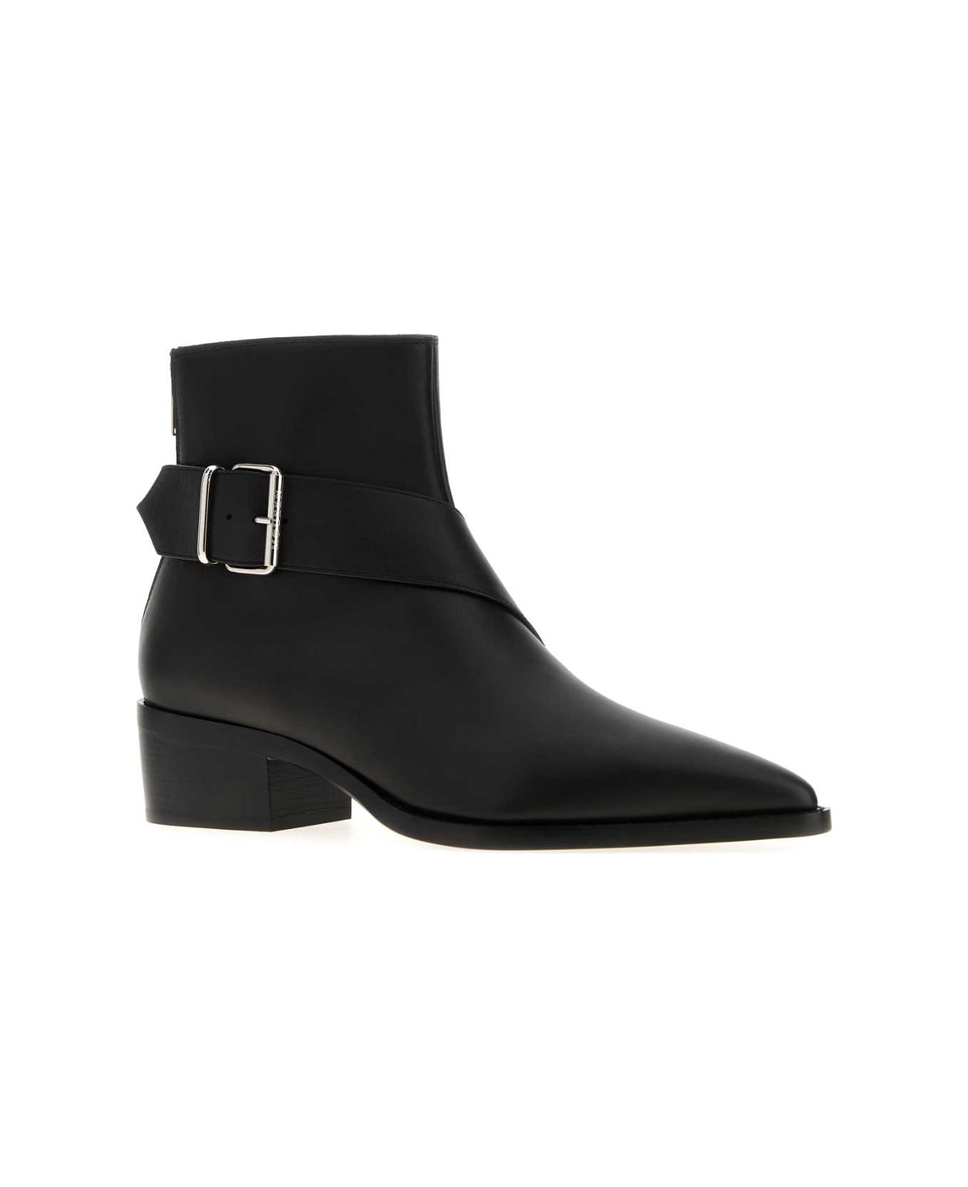 Black Leather Heron Ankle Boots - 2
