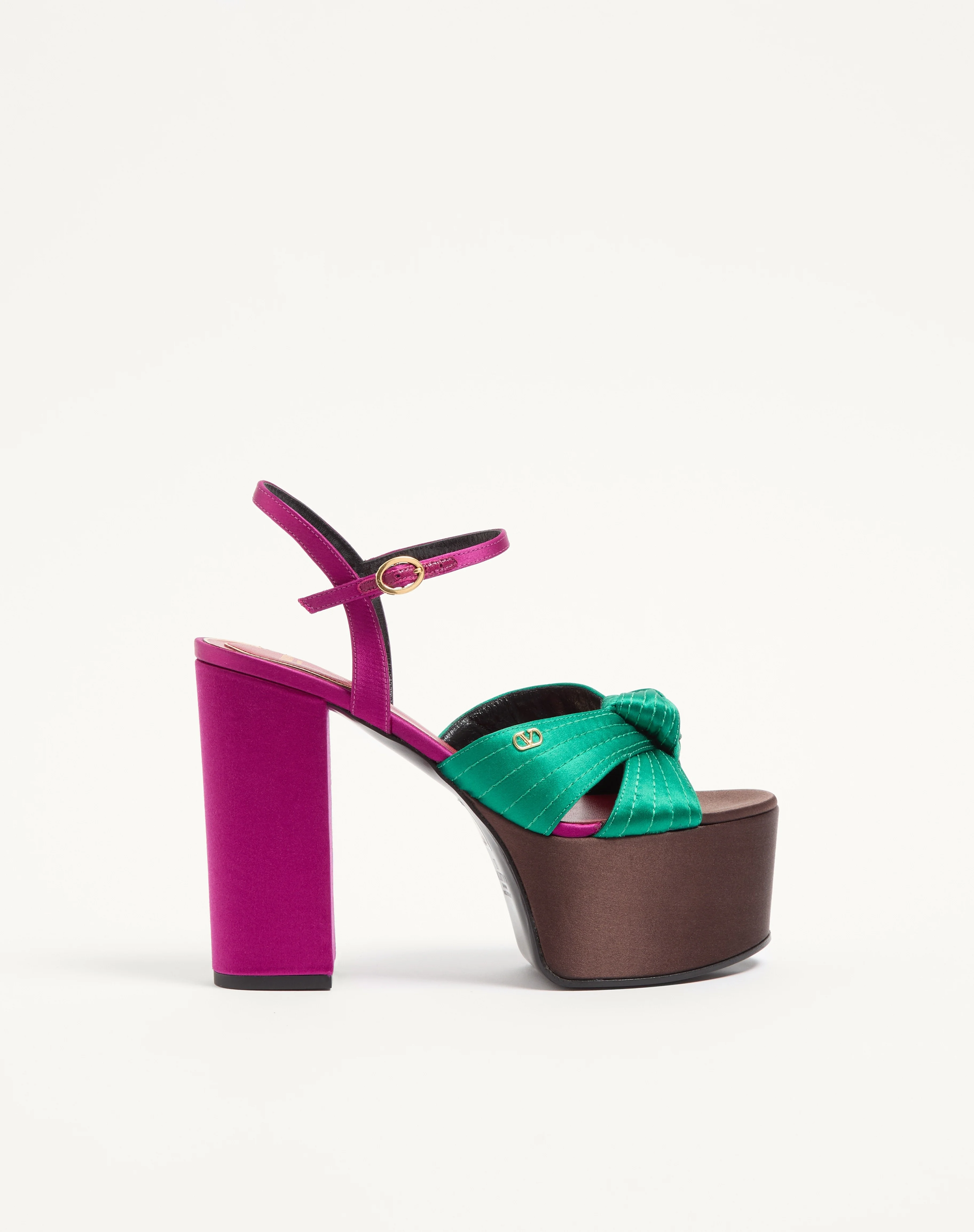SANDAL WITH CRASHER PLATFORM IN SATIN 125MM - 1