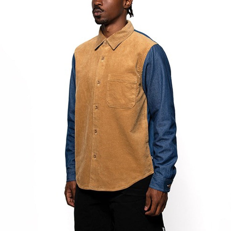 Stussy Corduroy Denim Mix Shirt 'Brown Blue' 1110126 - 3