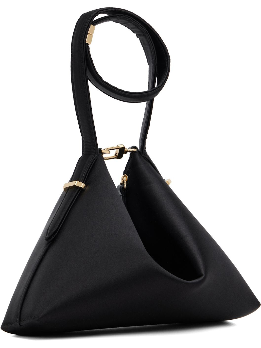 Black Bevel Satin Wristlet Clutch - 3