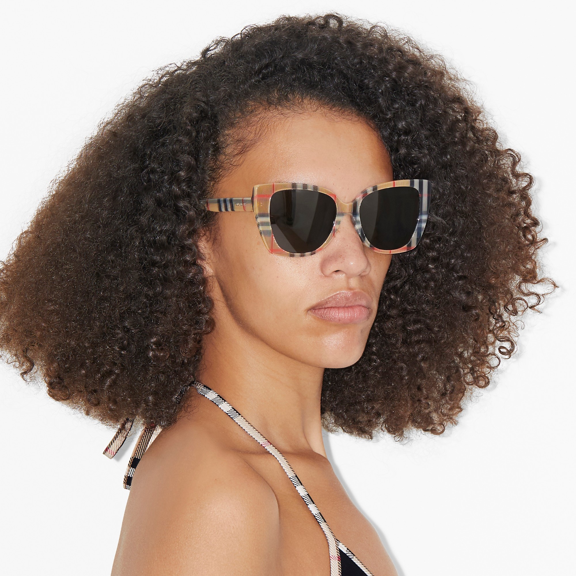 Check Oversized Cat-eye Frame Sunglasses - 5