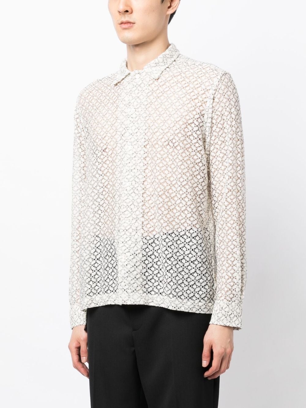 floral-lace long-sleeve shirt - 3