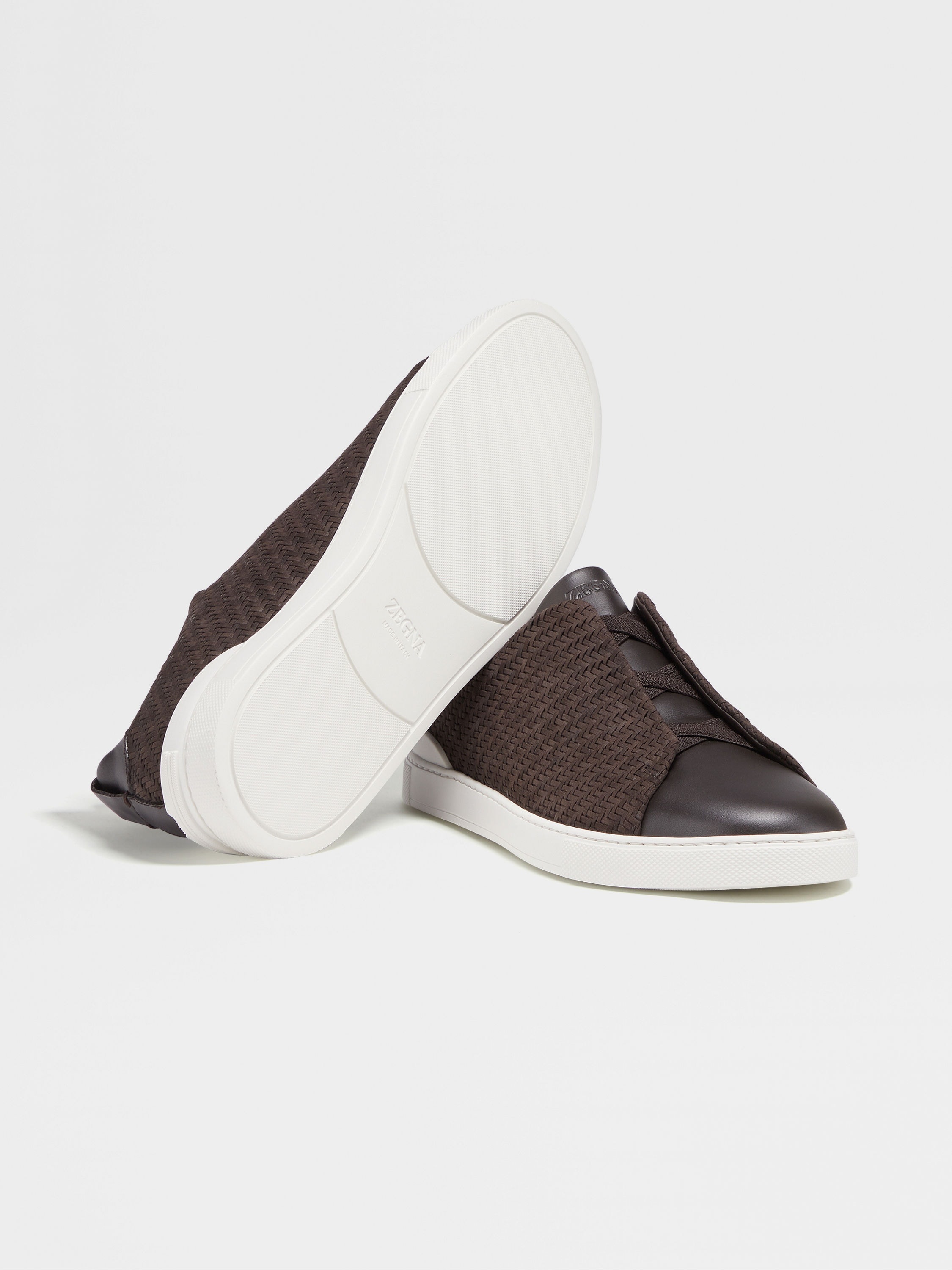 DARK BROWN PELLETESSUTA™ NUBUCK TRIPLE STITCH™ SNEAKERS - 5